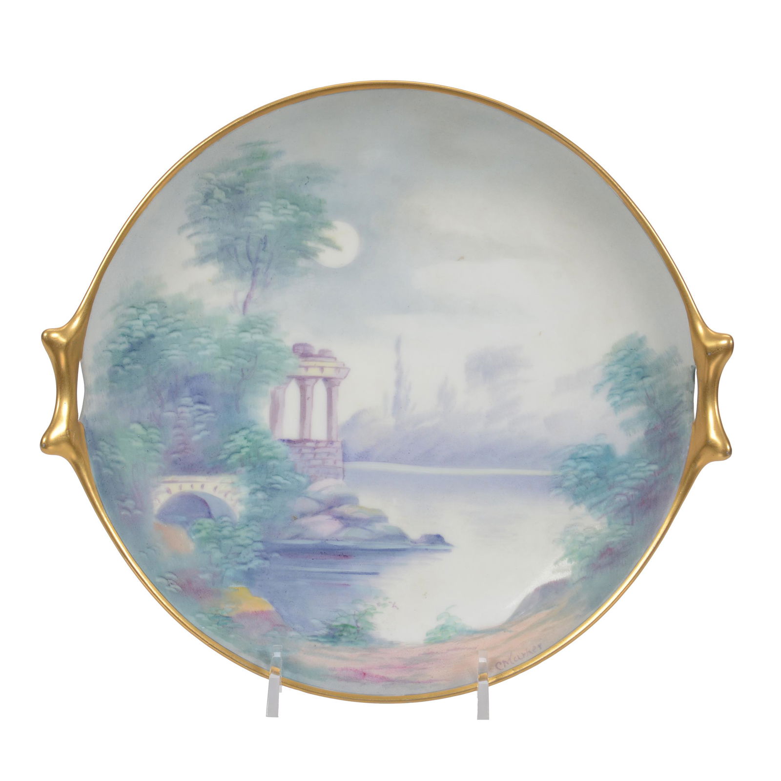 Handled Plate, Pickard Mark #7, Vellum Finish (1 of 3)