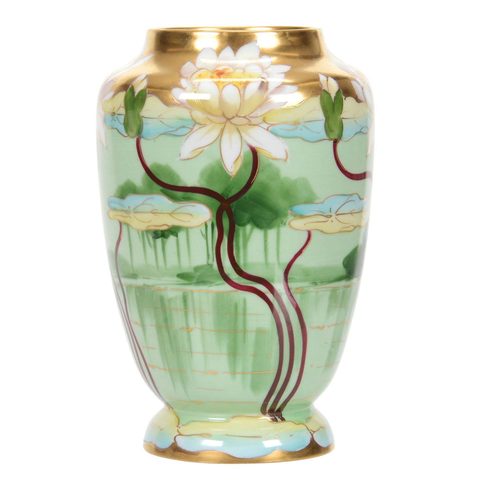 Vase, Pickard Mark #4, Pond Lily Pattern (1 of 4)