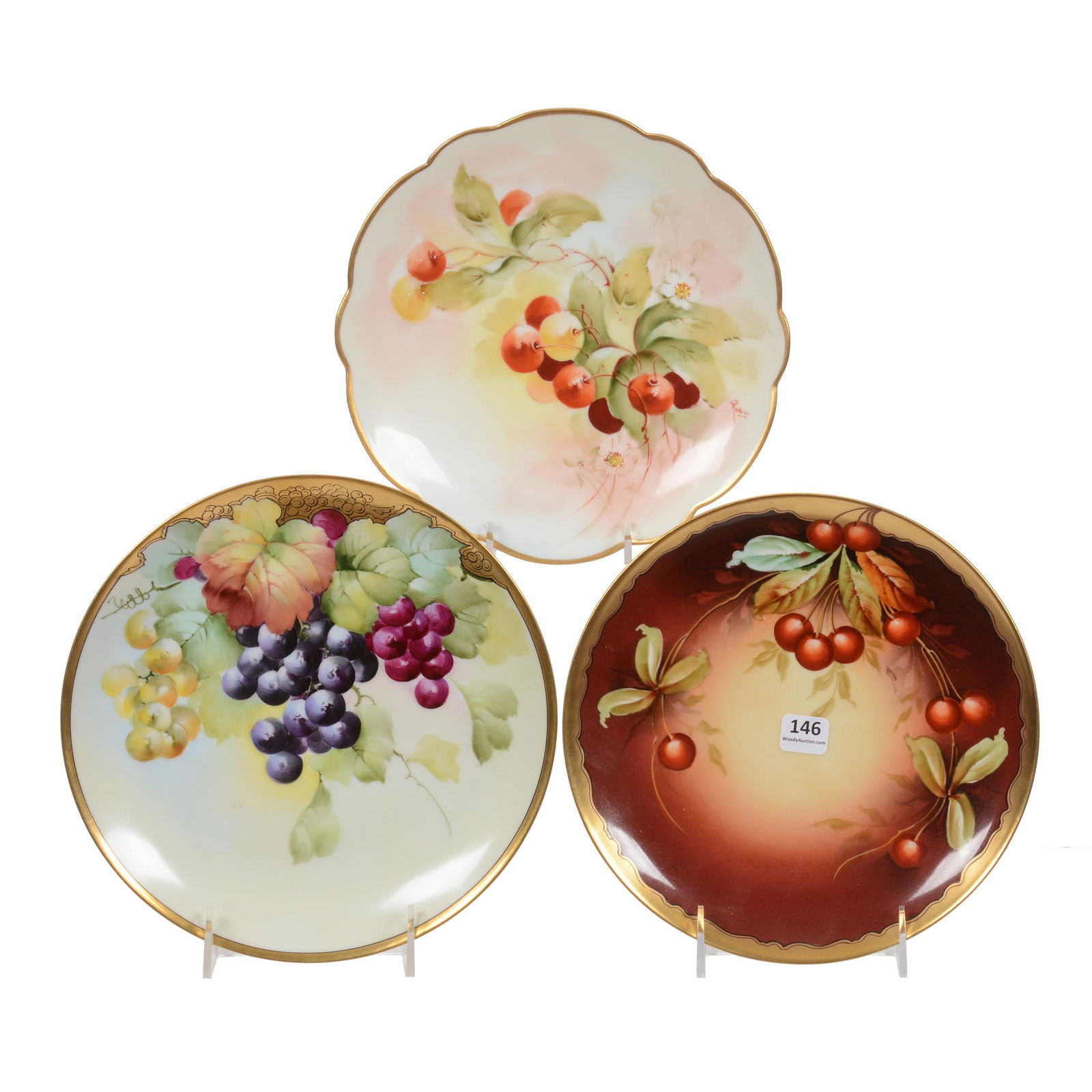 (3) Plates, Pickard Mark #4 And #7, France Studio Mark (1 of 4)