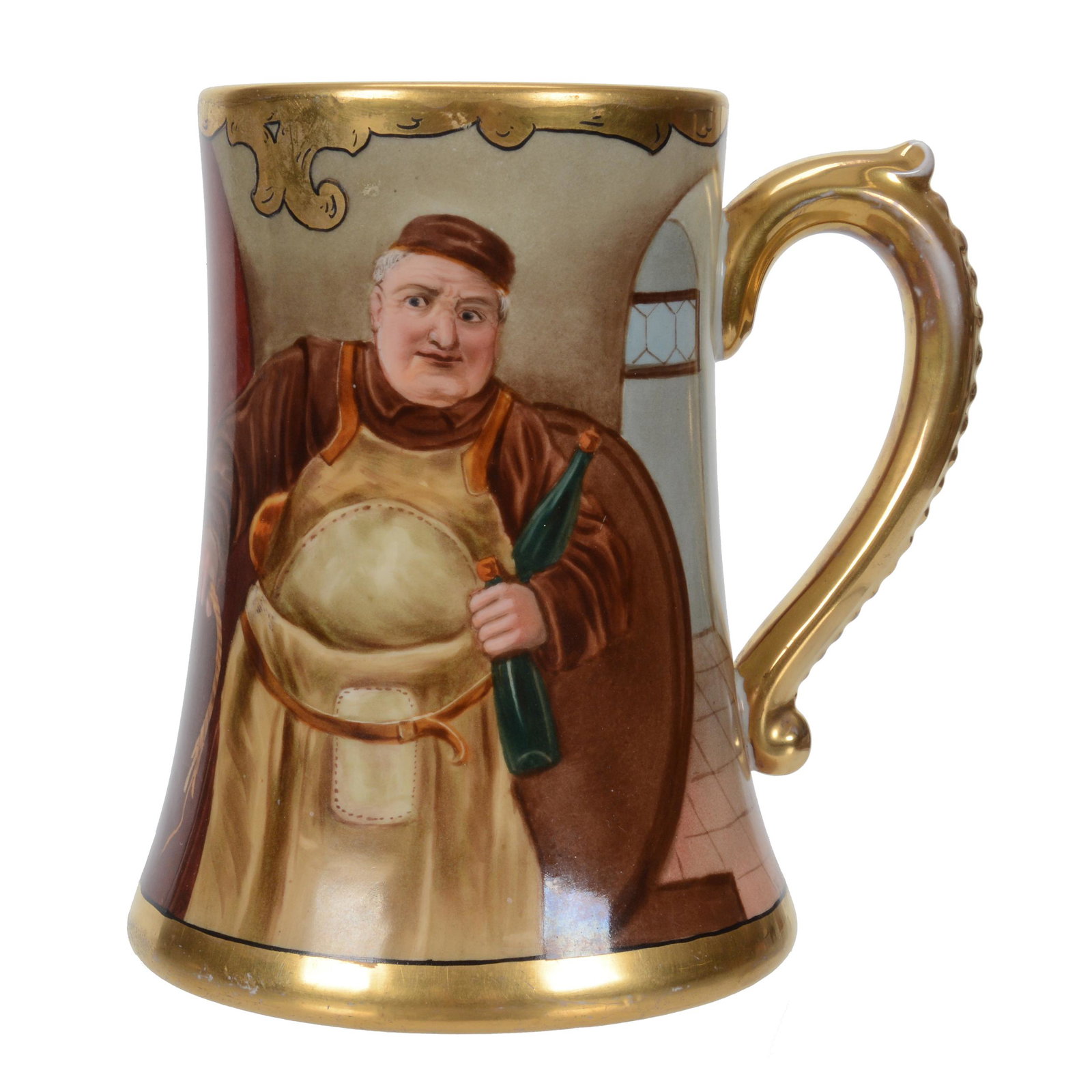 Mug, Stouffer Studio Mark: Mug, Stouffer Studio Mark, 5.5" x 5.5", Monk In Wine Cellar, Artist Signed K. Ryba, Limoges Blank, Collection Of Hosea And The Late Lily Harkness.