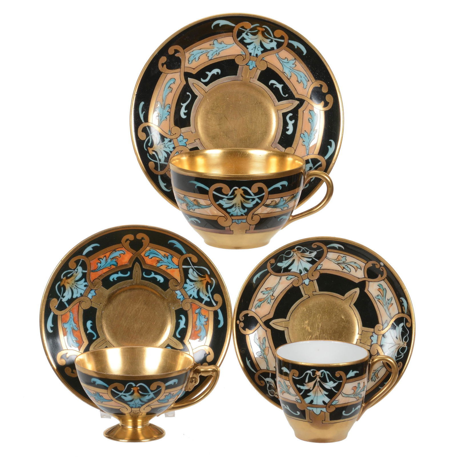 (3) Cups And Saucers, Pickard Marks #5, #6, And #7 (1 of 5)