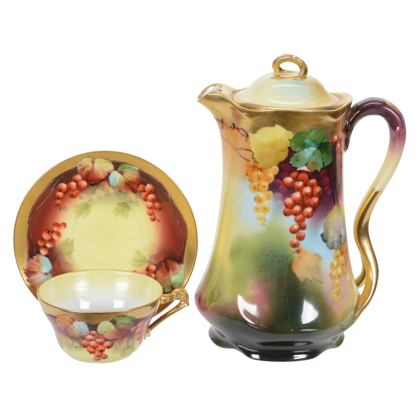 Chocolate Pot, Cup And Saucer, Pickard Mark #4 (1 of 5)