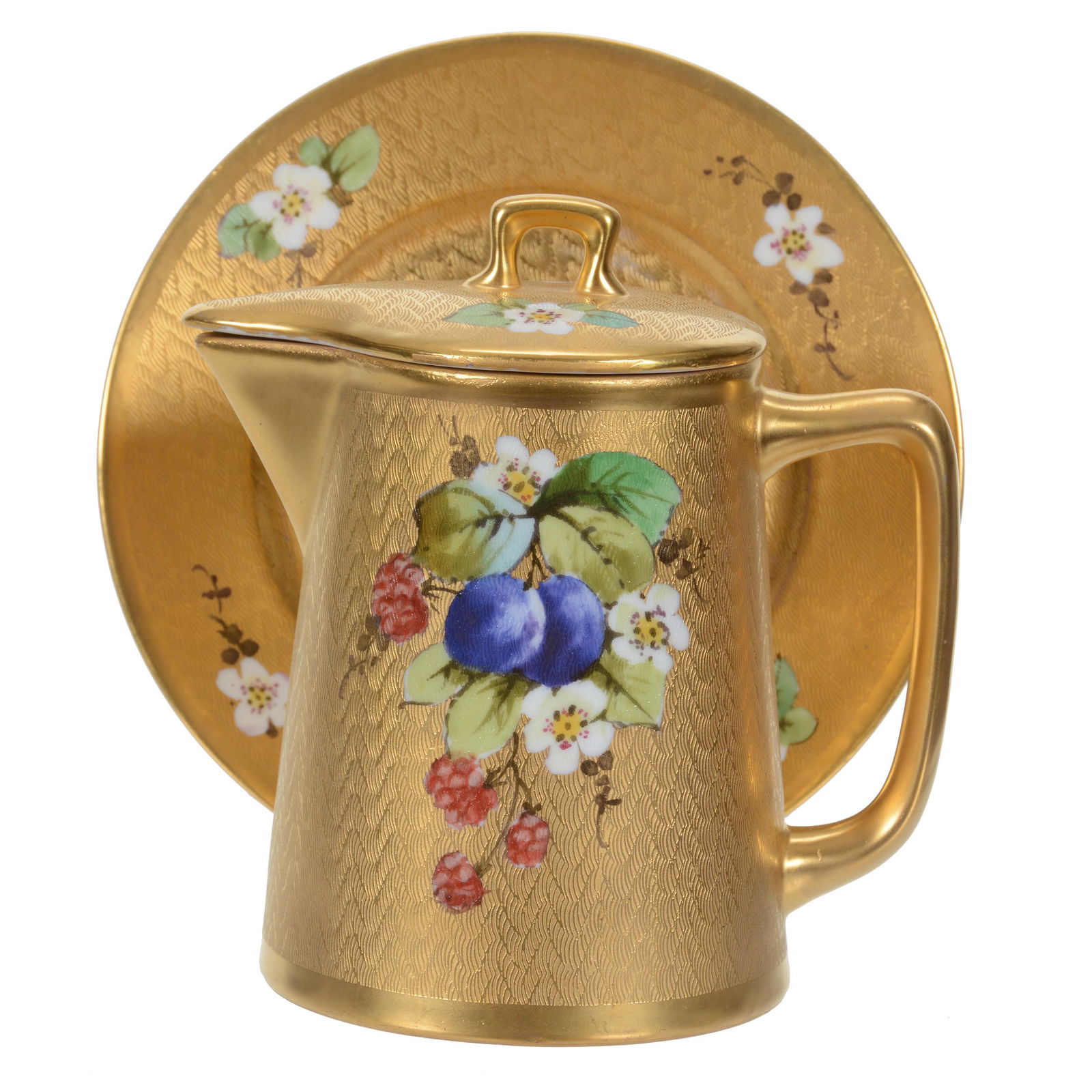 Covered Pitcher And Underplate, Pickard Mark #10 (1 of 3)