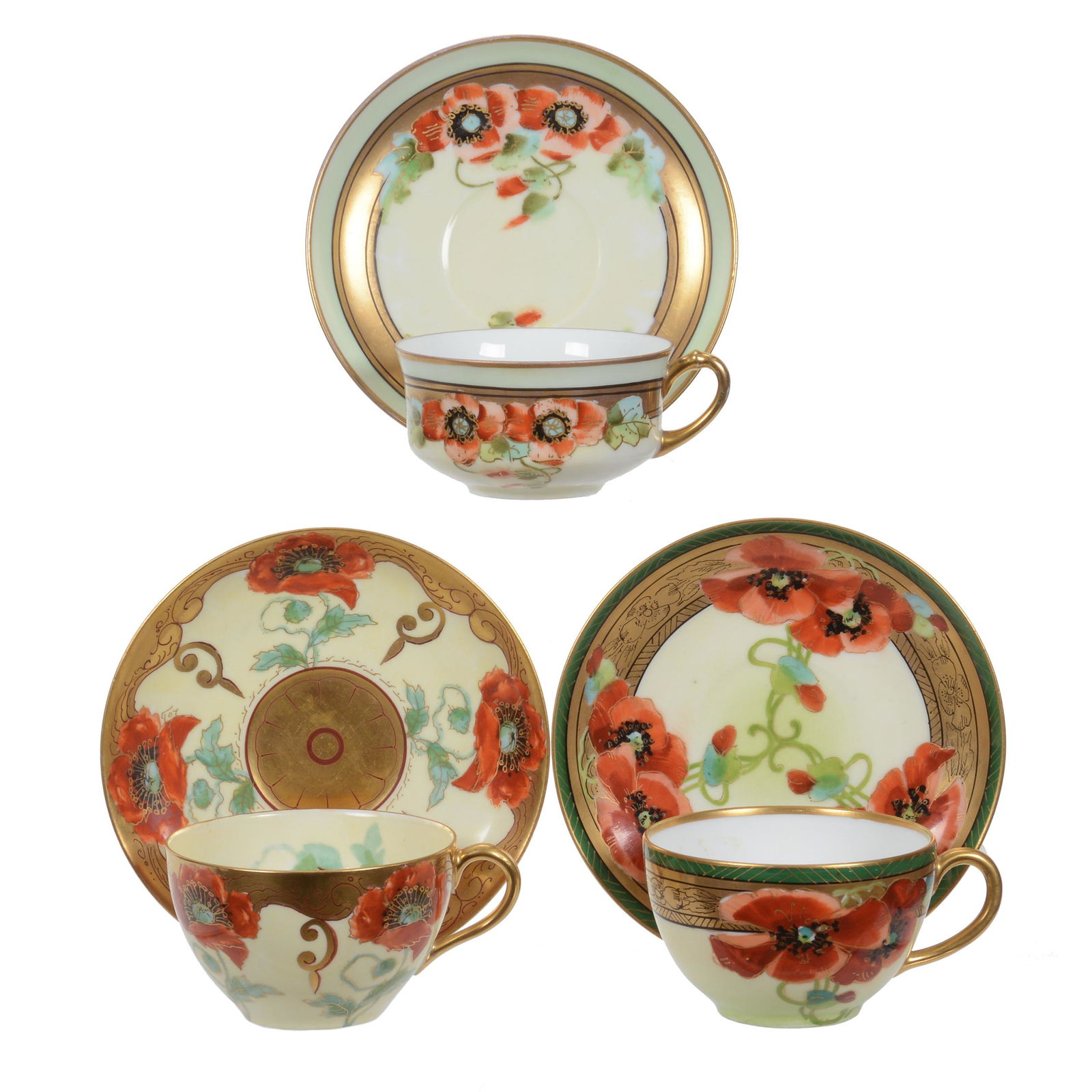 (3) Coffee Cups And Saucers, Pickard Mark #5 (1 of 6)