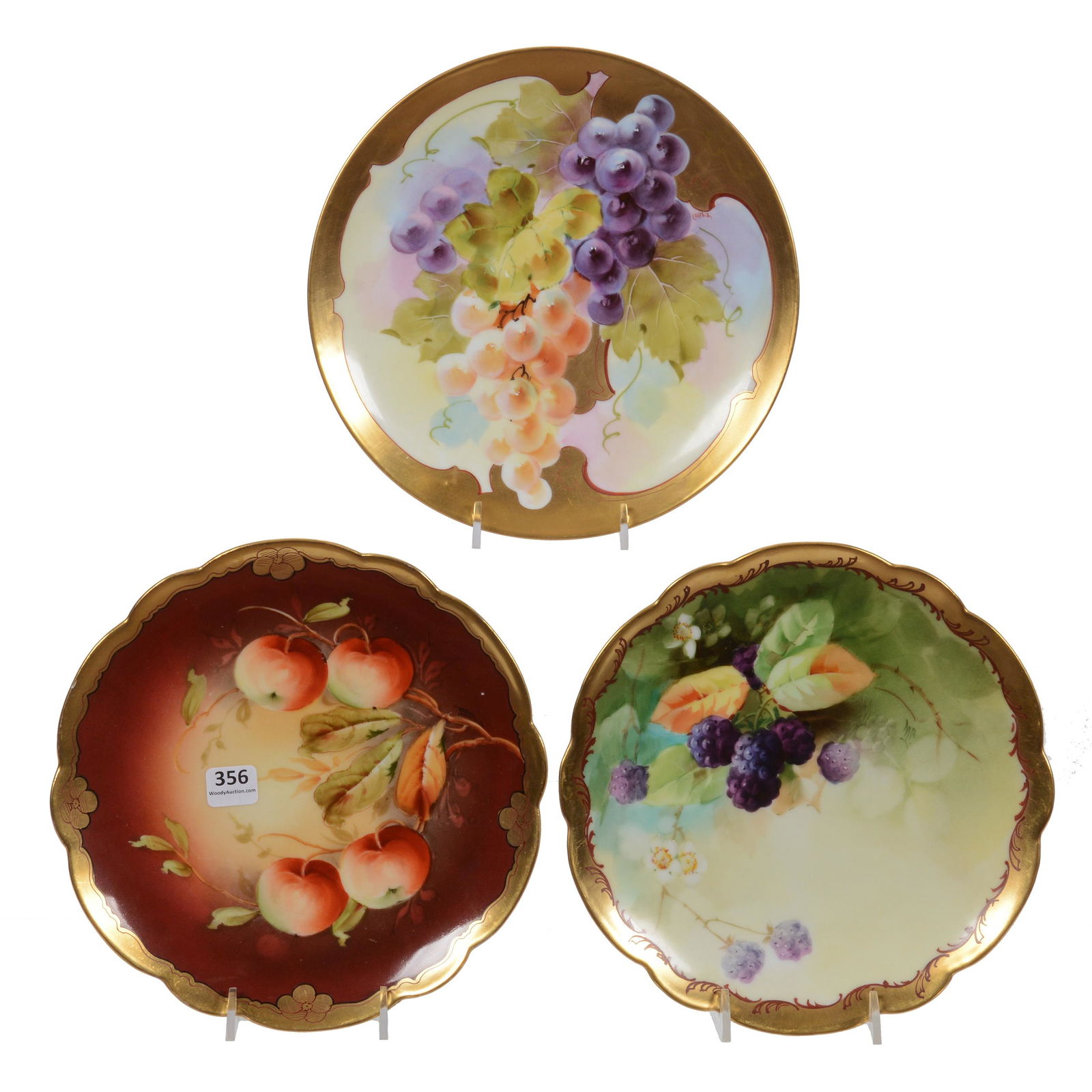 (3) Plates, Fruit Decor, Pickard Marks (1 of 5)