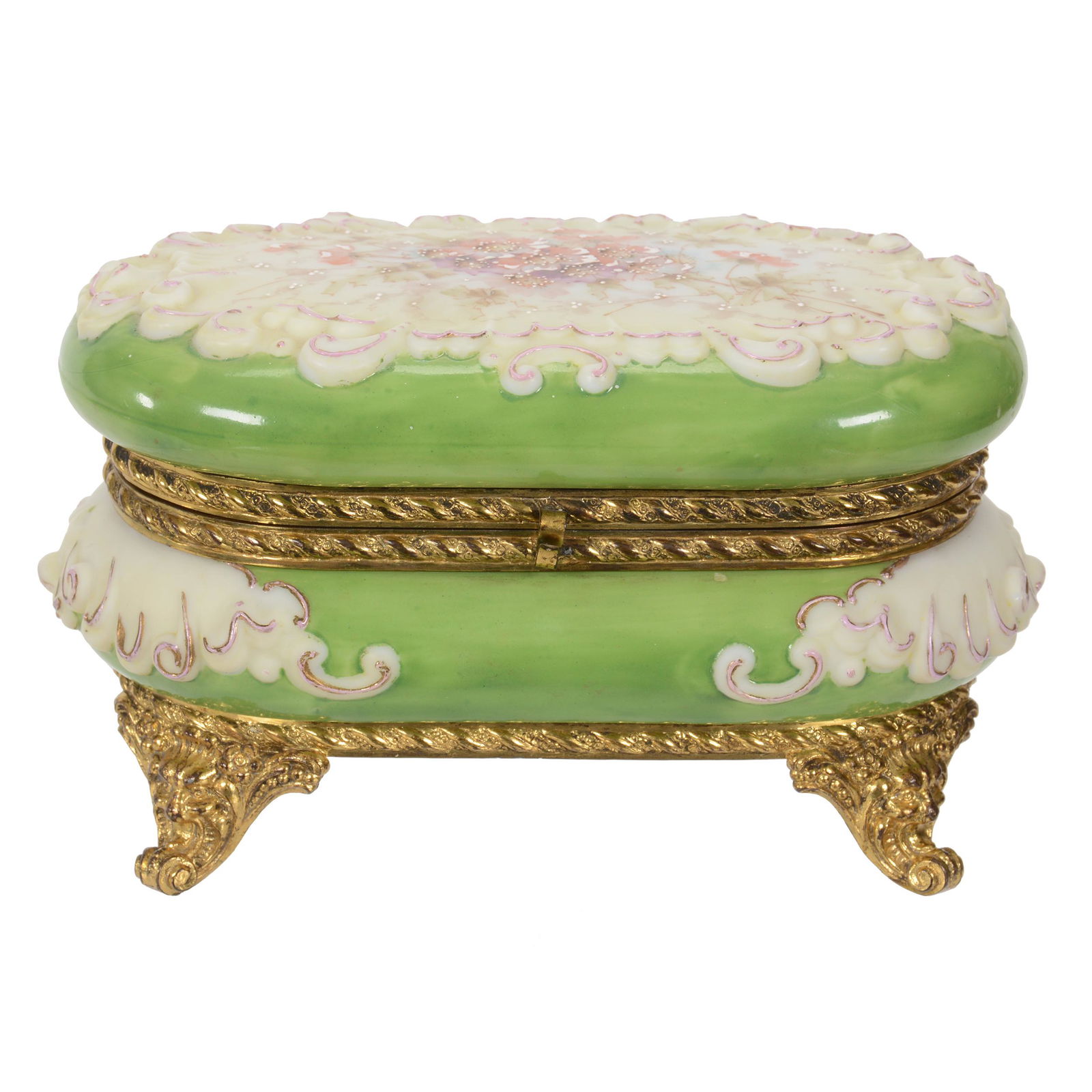 Oval Dresser Box, Wave Crest (Banner Mark) Art Glass (1 of 4)