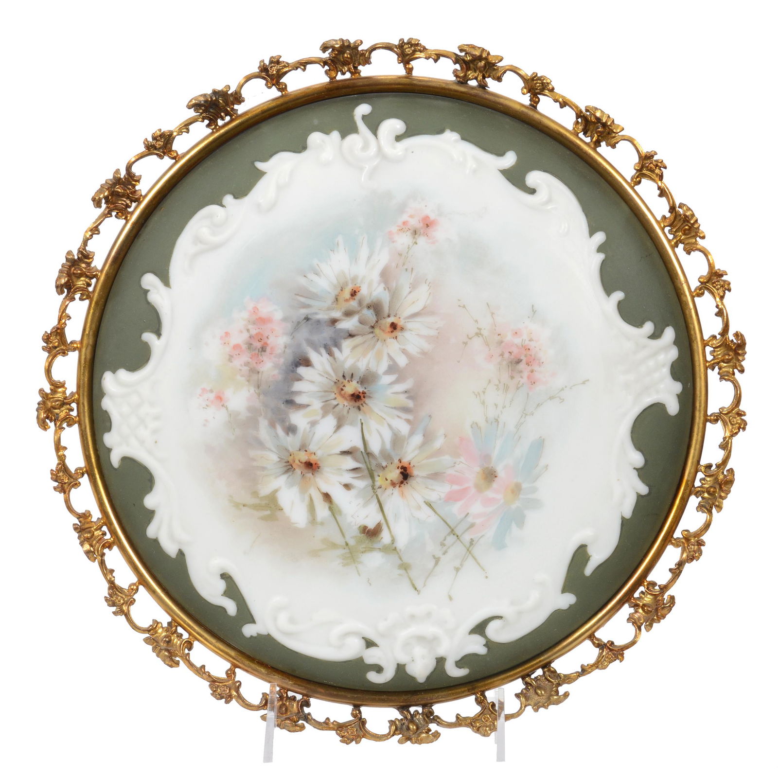 Round Plaque, Unmarked Wave Crest Art Glass (1 of 6)