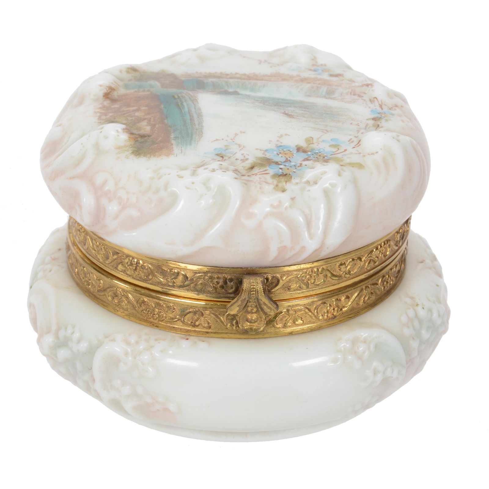 Jewel Box, Unmarked Wave Crest Art Glass (1 of 4)