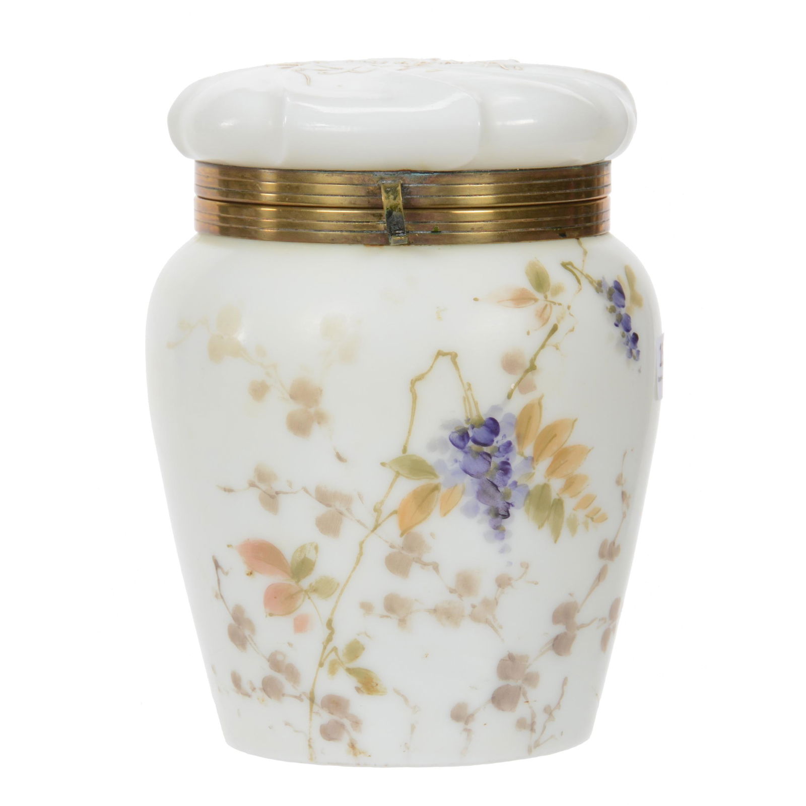 Biscuit Jar, Unmarked Wave Crest Art Glass (1 of 4)