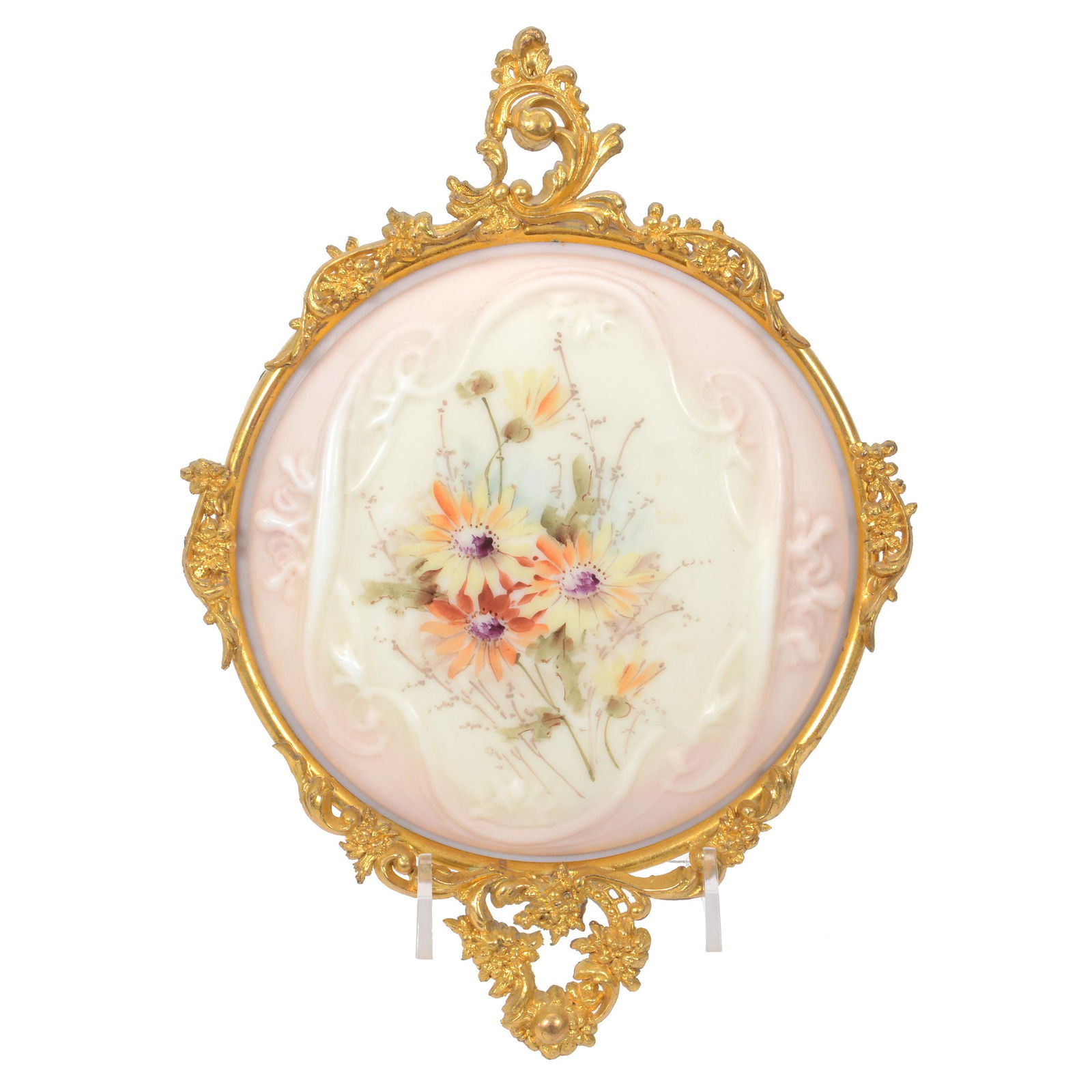 Round Plaque, Unmarked Wave Crest Art Glass (1 of 4)