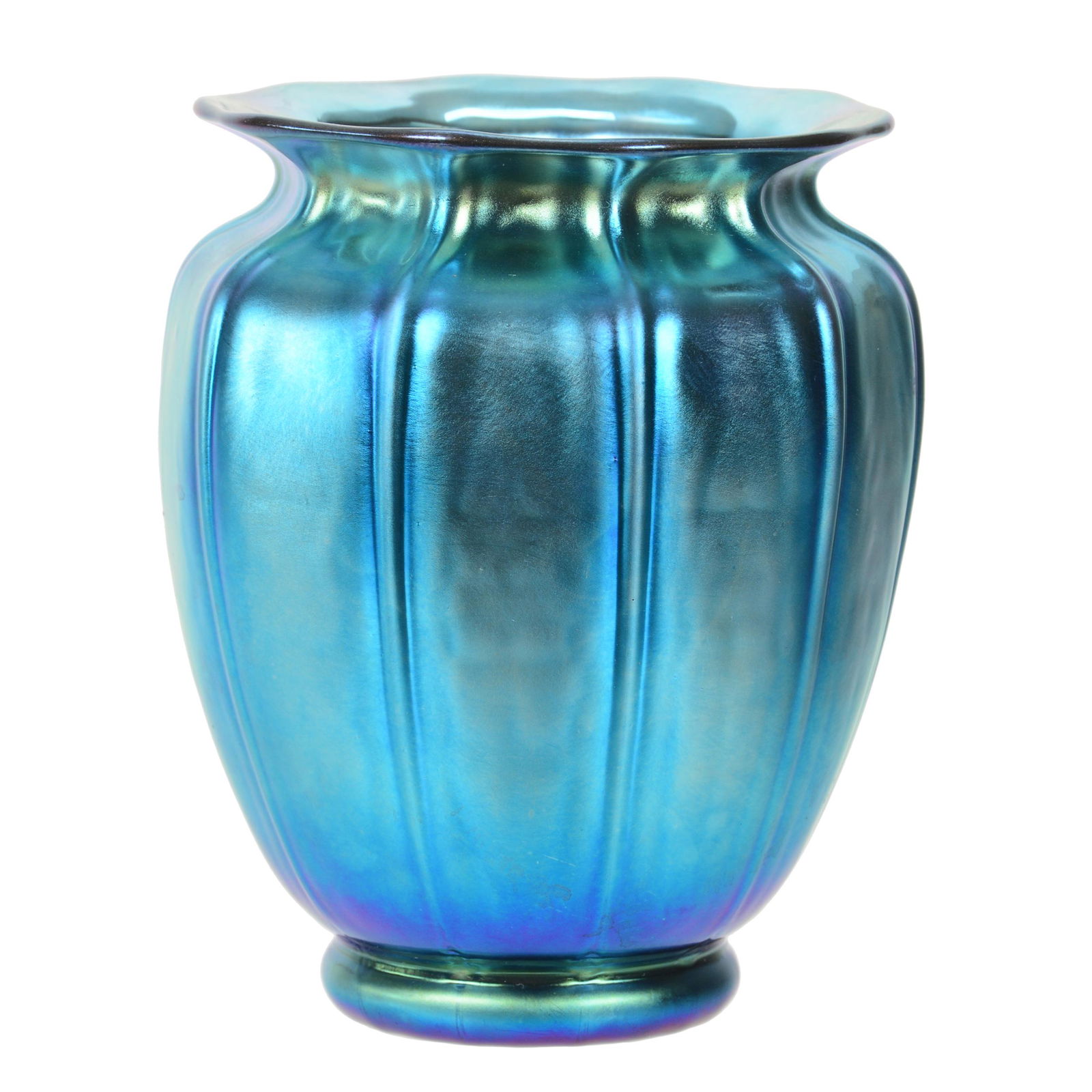 Vase, Unmarked Steuben Blue Aurene Art Glass (1 of 4)
