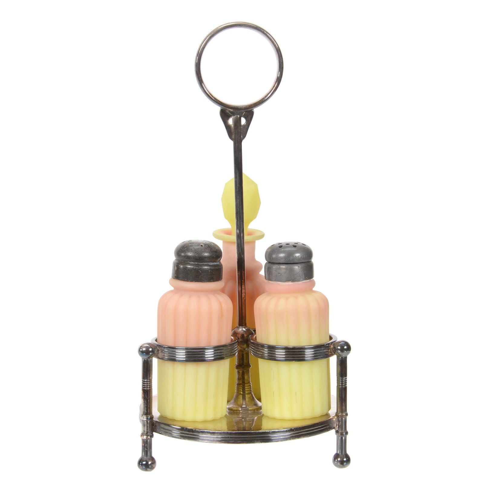 Condiment Set, Mt. Washington Burmese Art Glass (1 of 4)