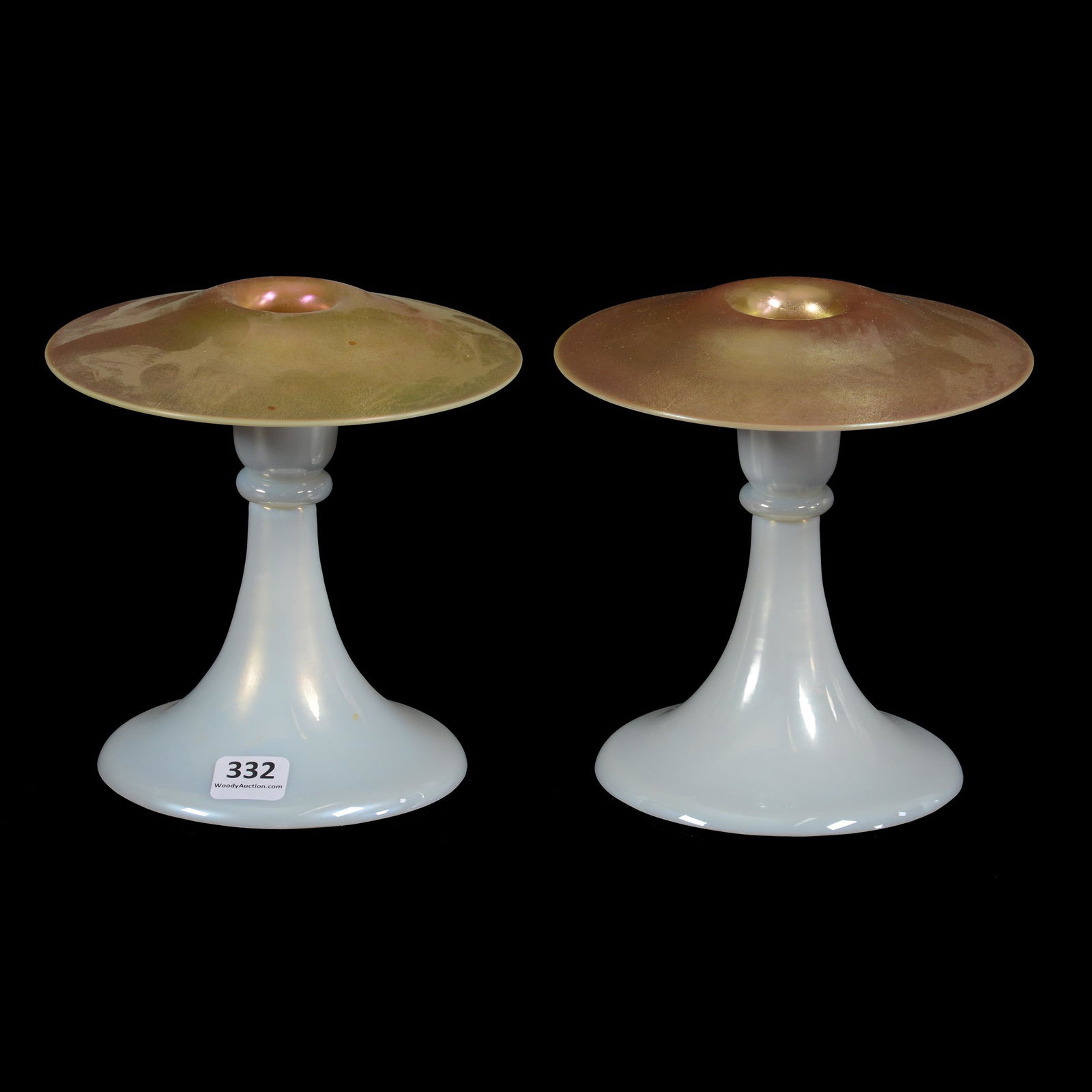 Pair Candlesticks, Steuben Gold Calcite Art Glass (1 of 3)