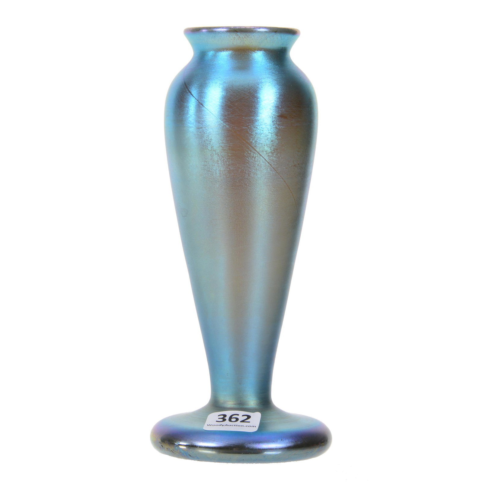 Vase, Signed Quezal Art Glass: Vase, Signed Quezal Art Glass, 7" x 3", Beautiful Blue Iridescence, Dr. Peter And Grace Jochimsen.