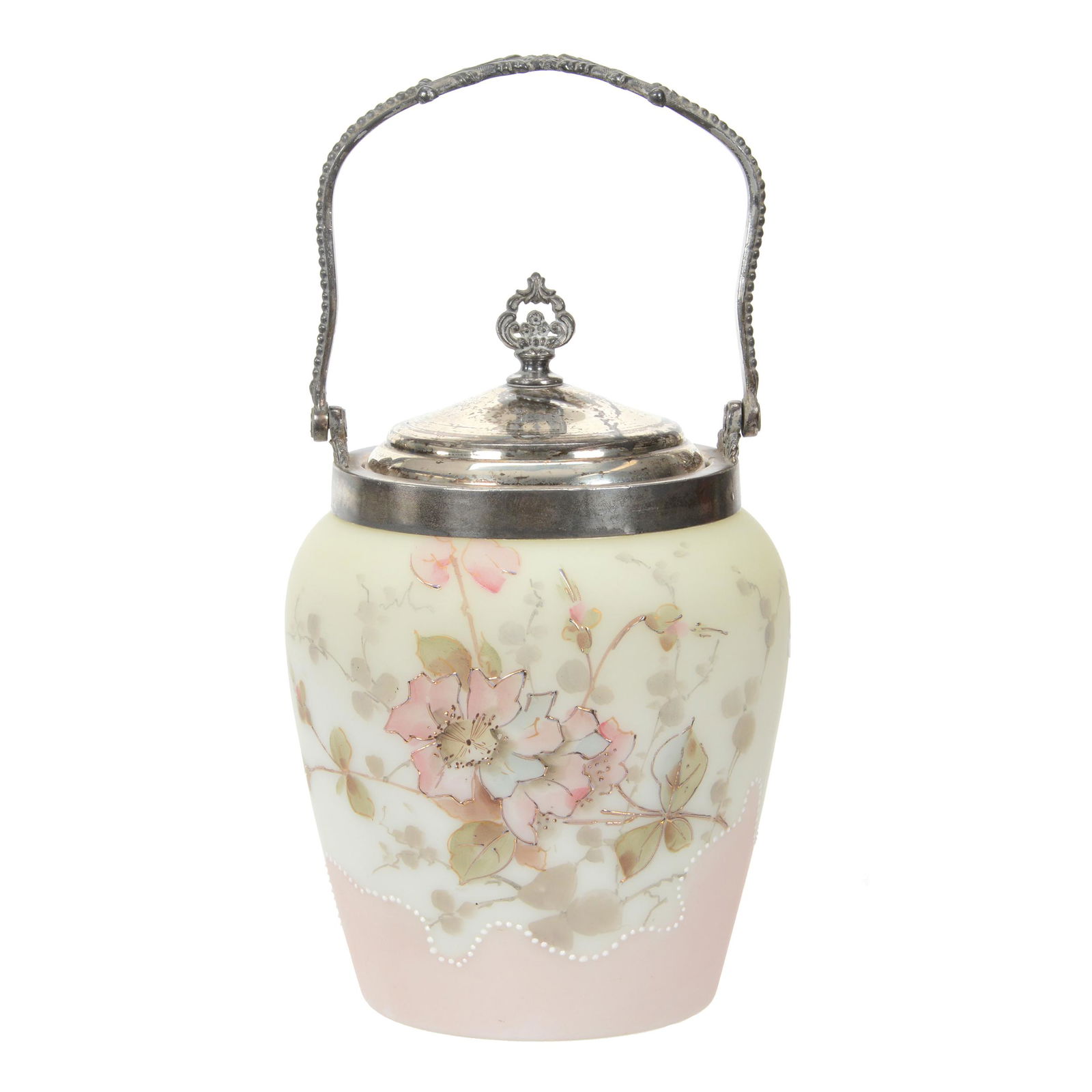 Biscuit Jar, Unmarked Wave Crest Art Glass (1 of 3)