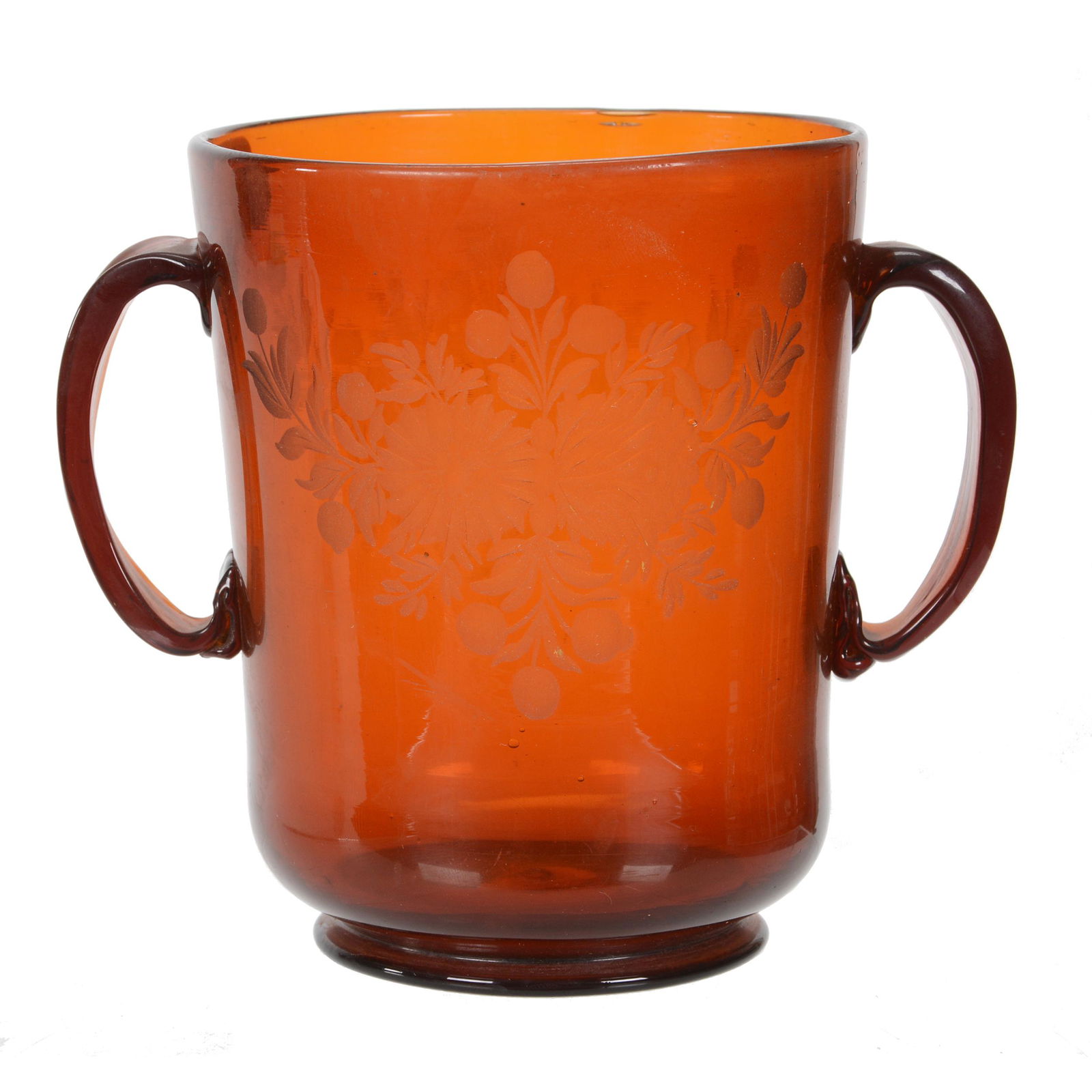 Loving Cup, Solid Amber, Engraved Floral Decor (1 of 3)
