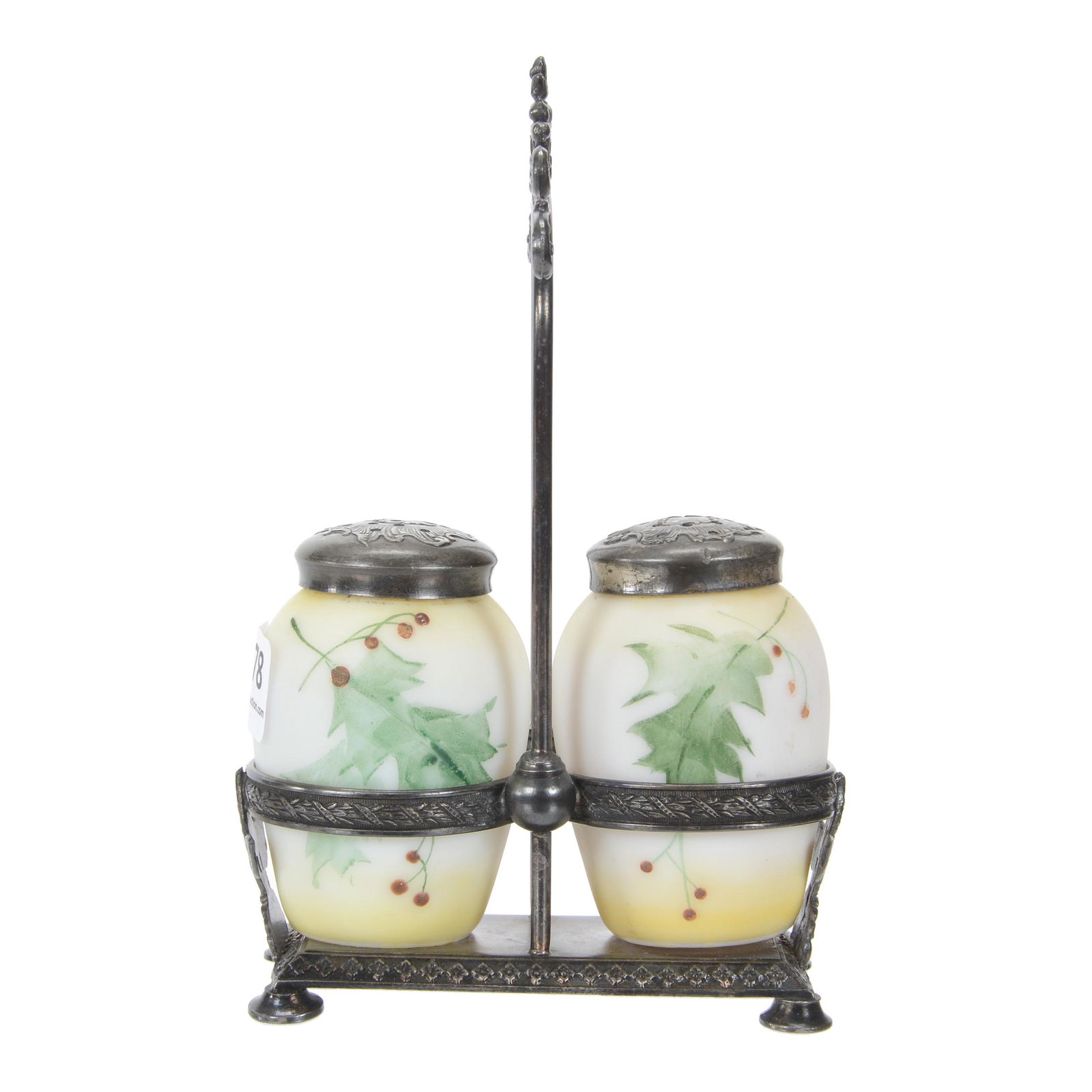 Salt and Pepper Set In Silverplate Stand (1 of 4)