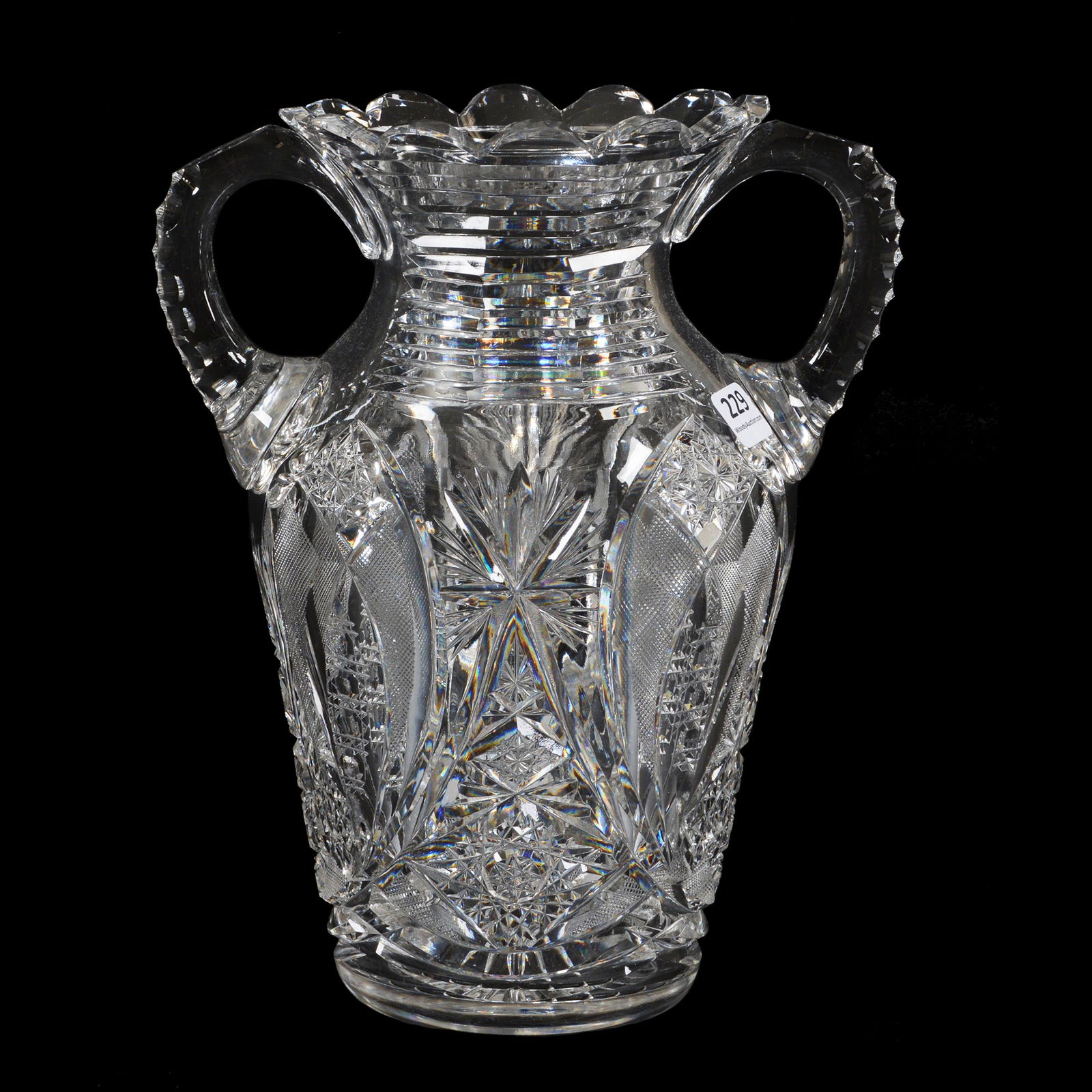 Vase, Two Handles, American Brilliant Cut Glass (1 of 3)