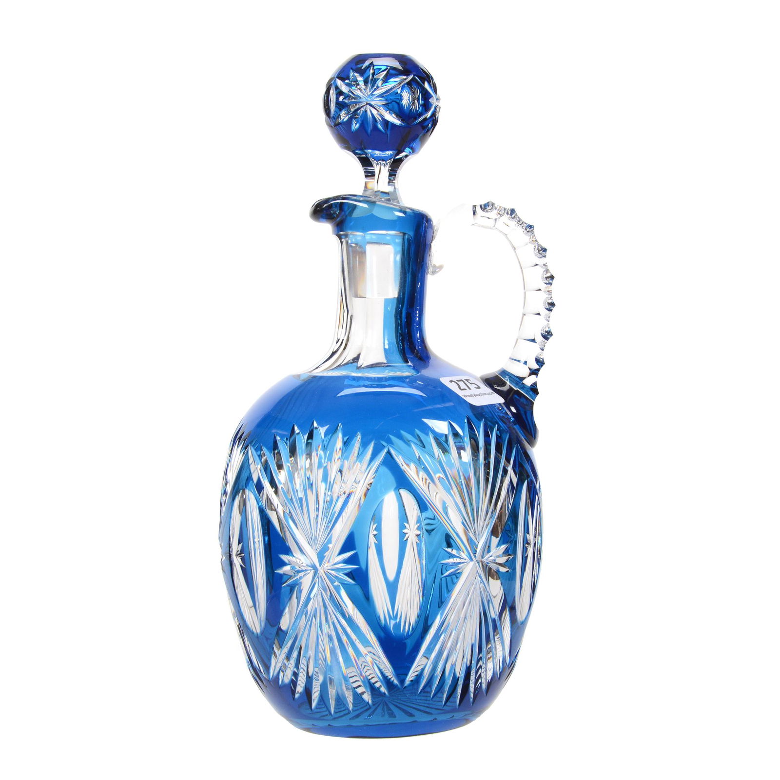 Handled Decanter, BPCG, Blue Cut To Clear (1 of 3)
