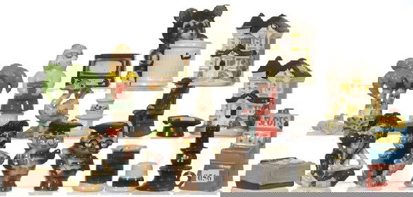 (11) PAIR FIGURAL SALT & PEPPER SHAKERS: (11) PAIR FIGURAL SALT & PEPPER SHAKERS - WOMAN & SLOT MACHINE, BEAR & TRASH CAN, DIPLOMA & HAT, HOME, THIMBLE & THREAD, HILLBILLIES, BIRD & PALM TREE, AMISH IN ROCKER, TV & RECORD PLAYER, OWL CANDLES