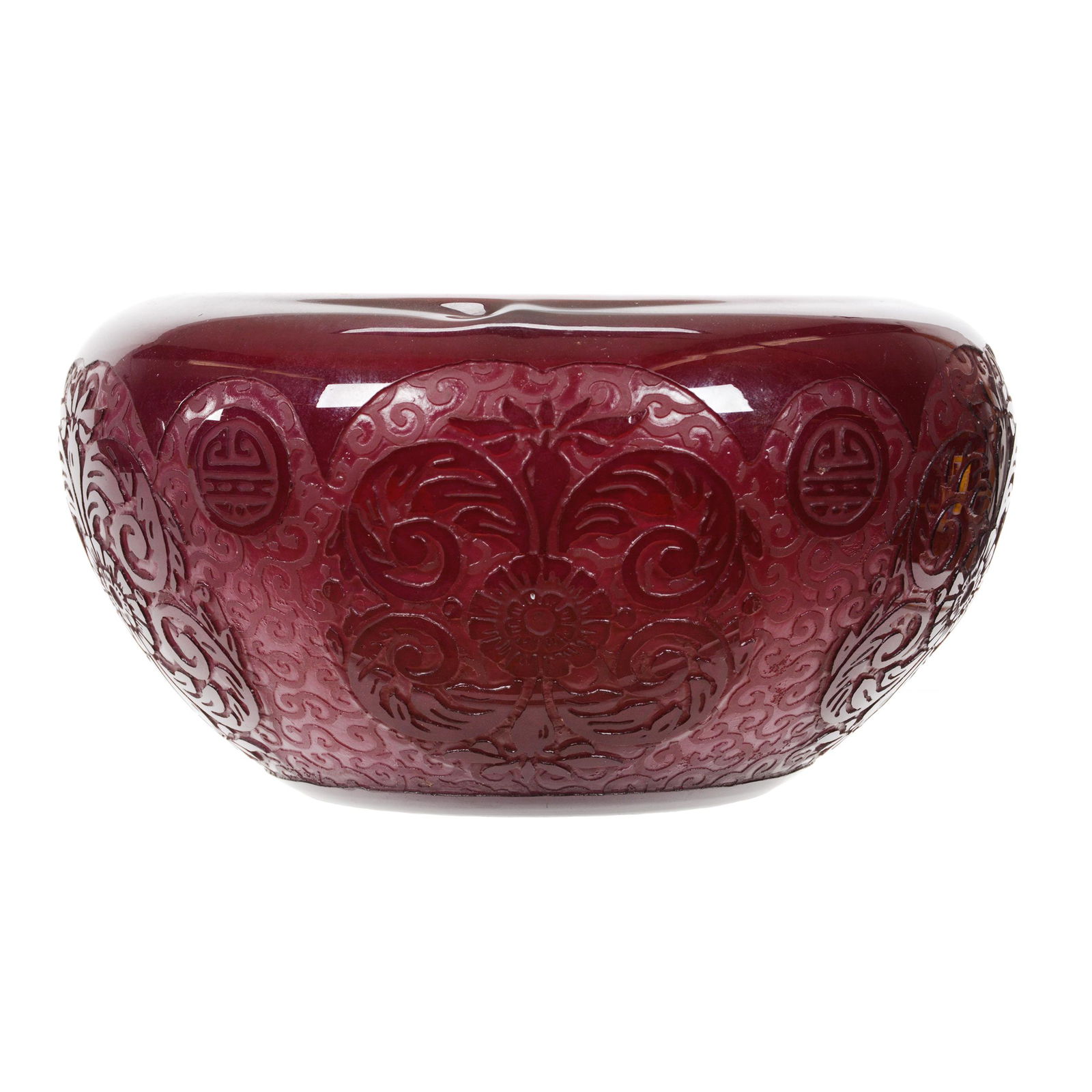 Bowl, Unmarked Steuben Plum Jade Double Acid Etched (1 of 4)