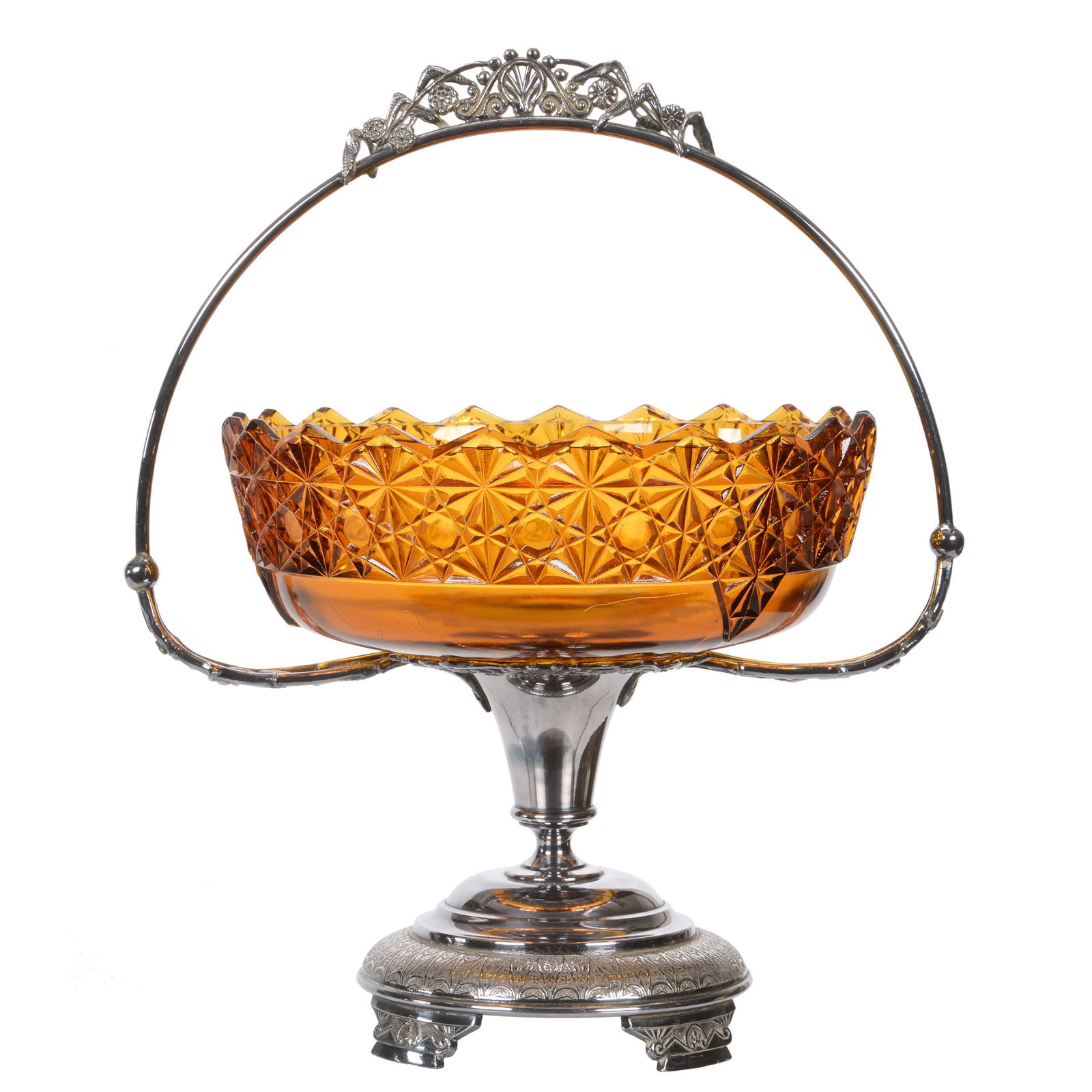 Brides Basket, Amber Peg Bowl Set On Original Stand (1 of 5)