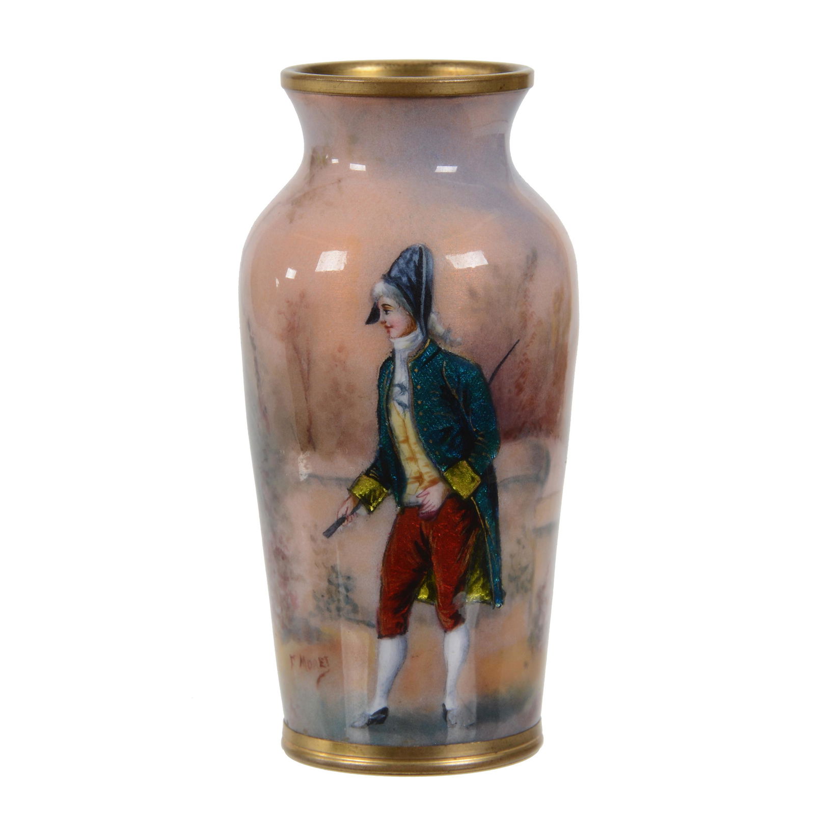 Miniature Vase, French Enamel, Artist Signed (1 of 4)