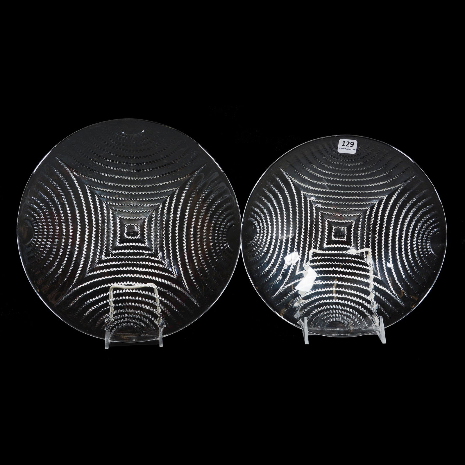 Bowl & Plate Signed R. Lalique, "Ecumes" Design (1 of 3)