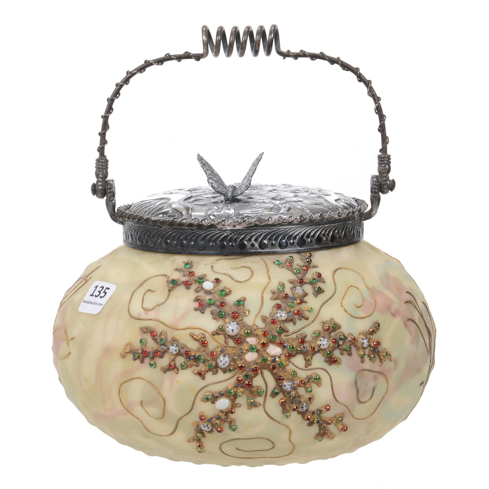 Biscuit Jar, Unmarked Mt. Washington Art Glass (1 of 3)