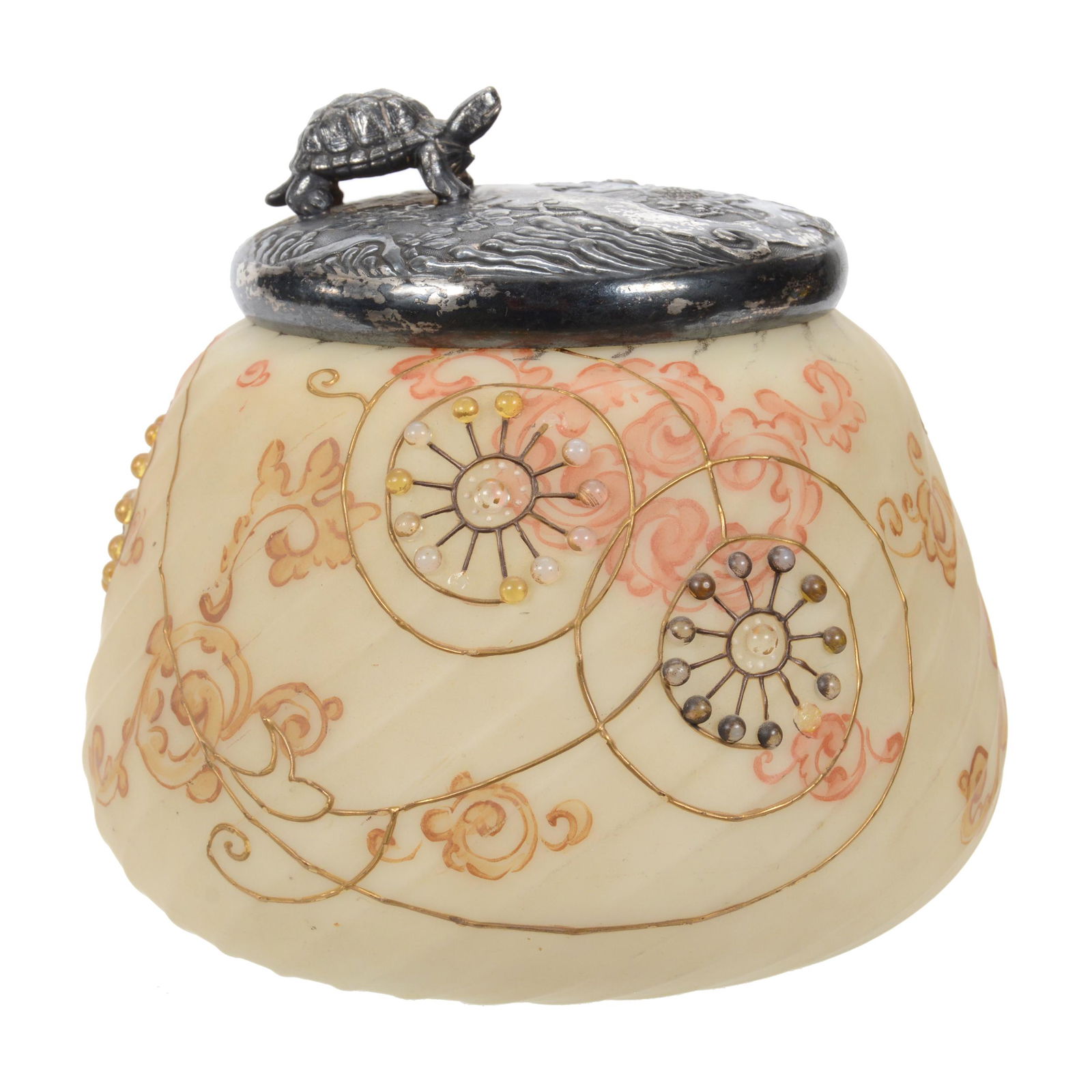 Covered Jar Marked Crown Milano Art Glass (1 of 4)