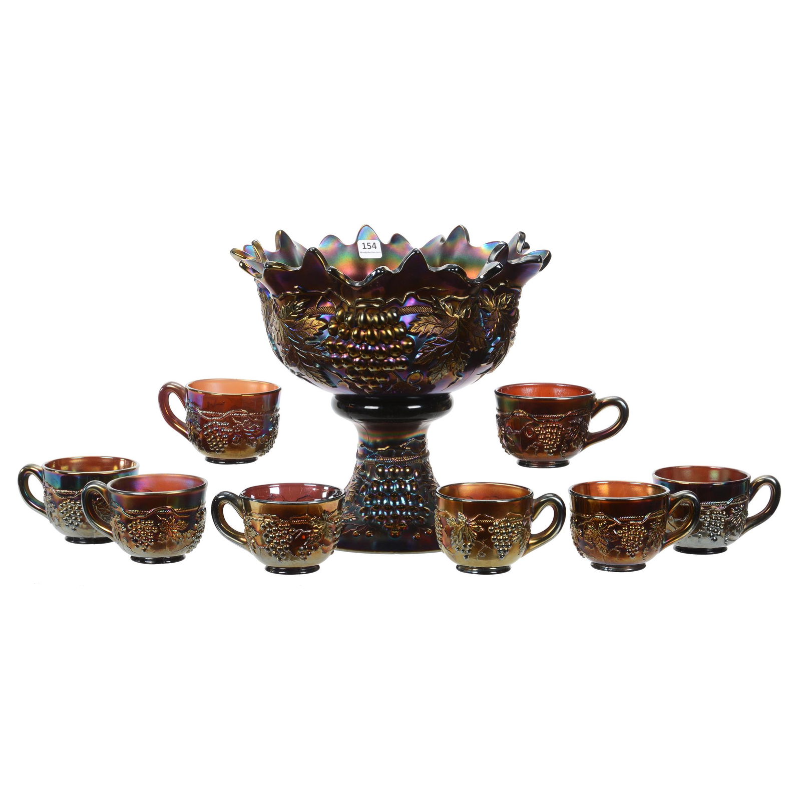 Punch Set, Carnival Glass, Northwood Grape & Cable (1 of 3)