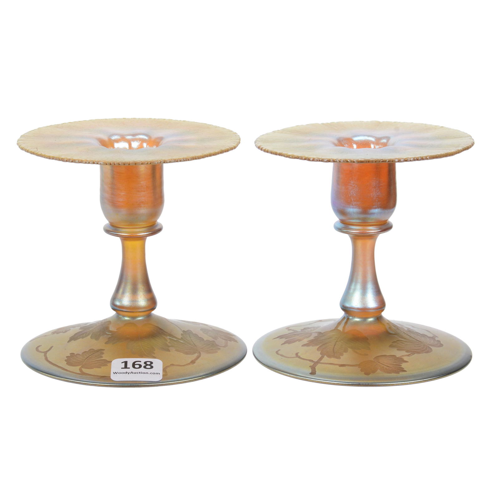 Pair Candlesticks Signed "L.C. Tiffany-Favrile 1927" (1 of 3)