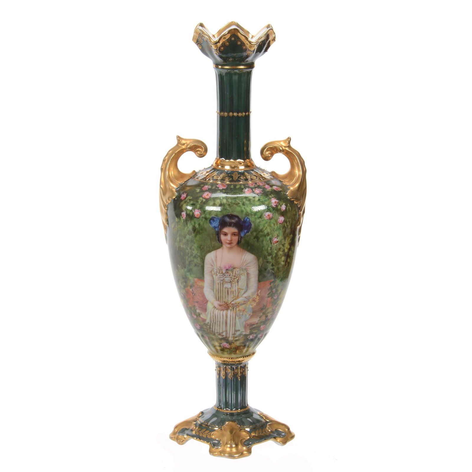 Pedestal Vase, Unmarked E.S. Prussia (1 of 3)