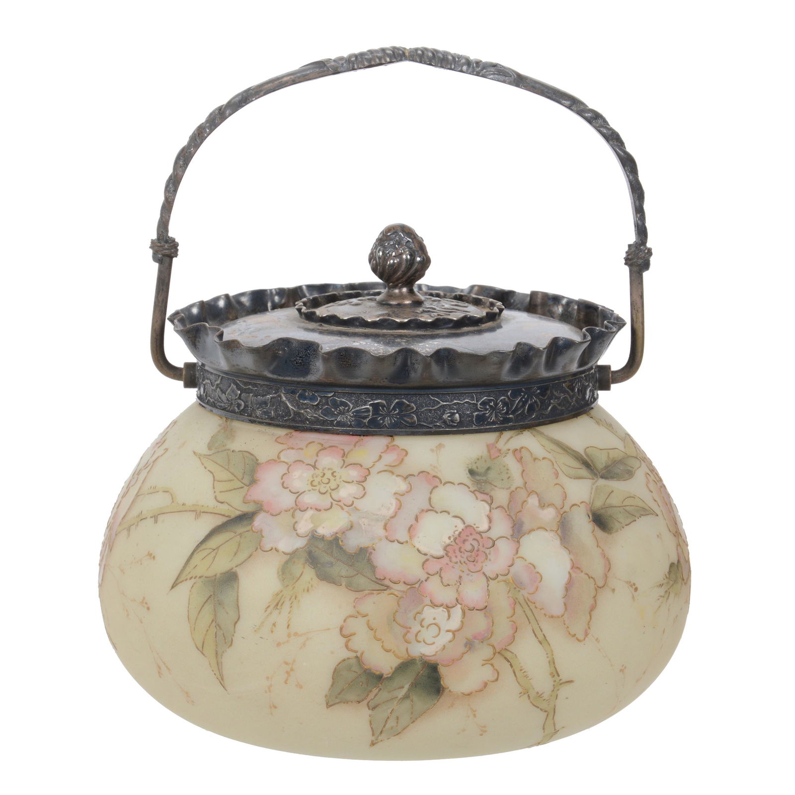 Biscuit Jar Marked "Crown Milano 520" Art Glass (1 of 3)