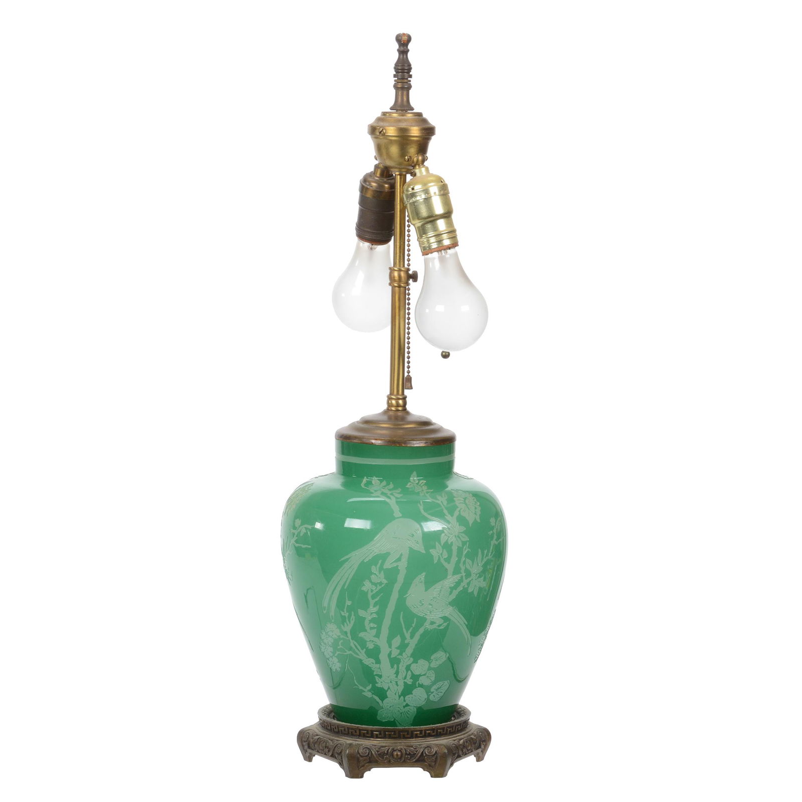 Lamp, Unmarked Steuben Art Glass, Bird Pattern (1 of 5)