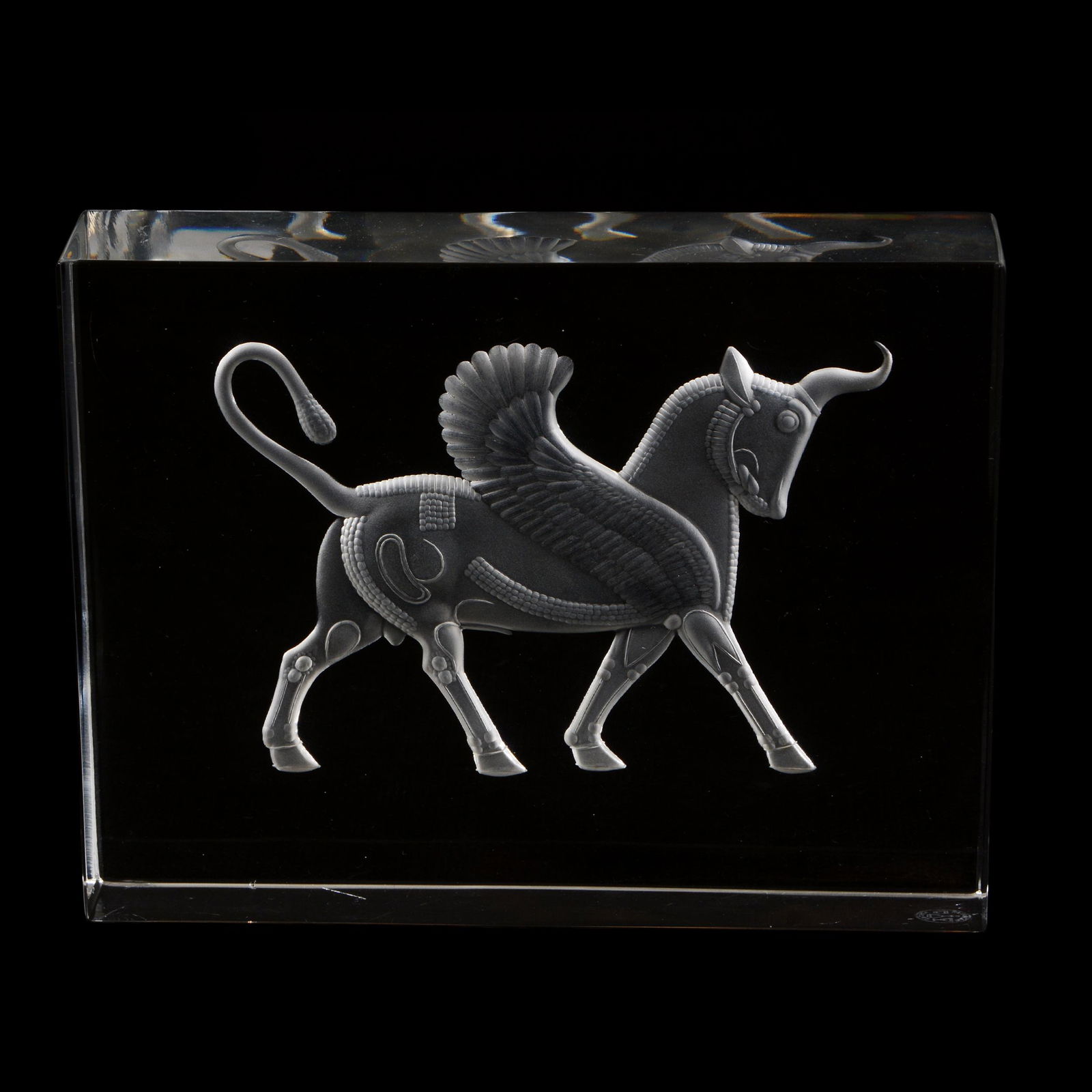 Crystal Block, Baccarat, Persian Winged Bull (1 of 3)