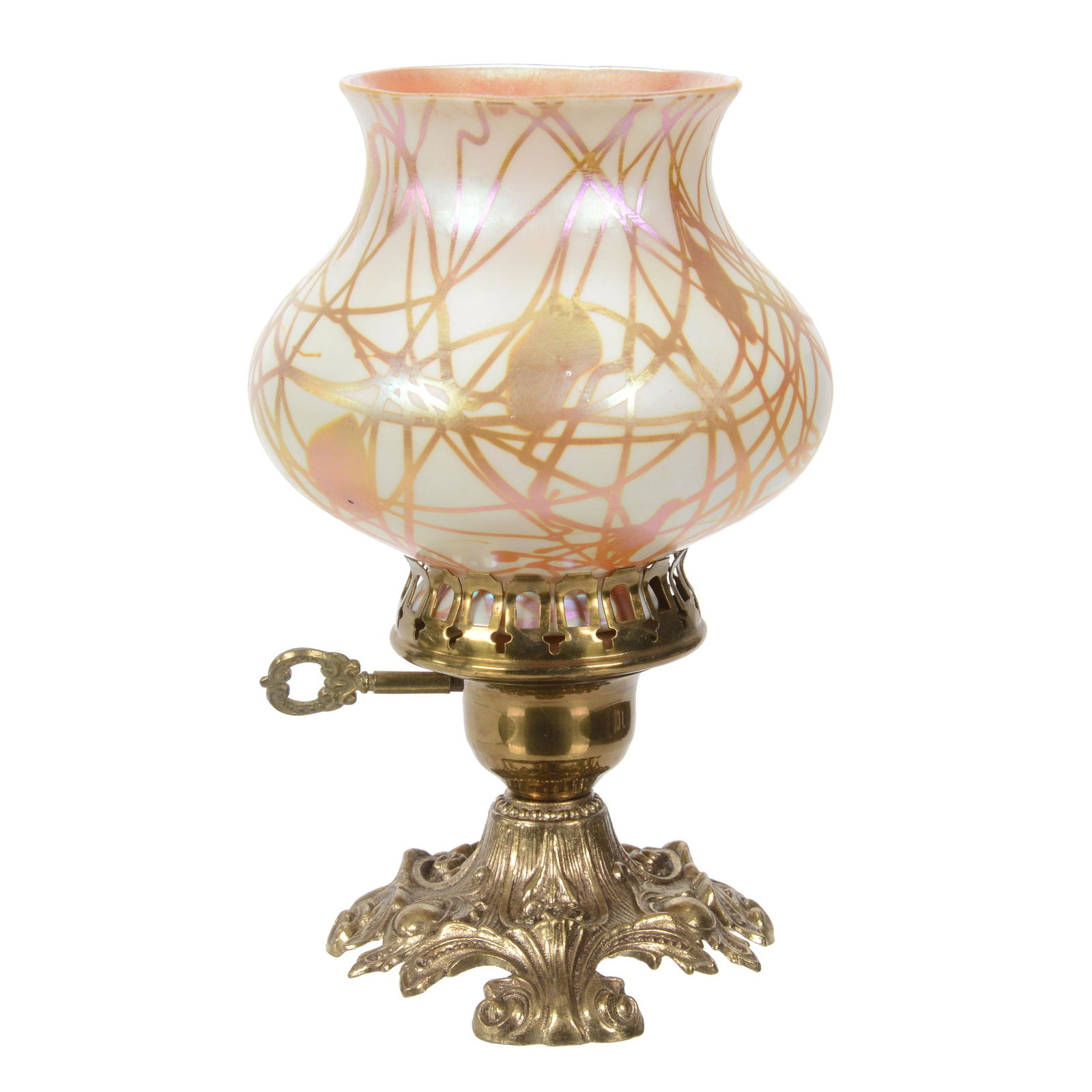 Desk Lamp, Signed Decorated Steuben Calcite Shade (1 of 3)
