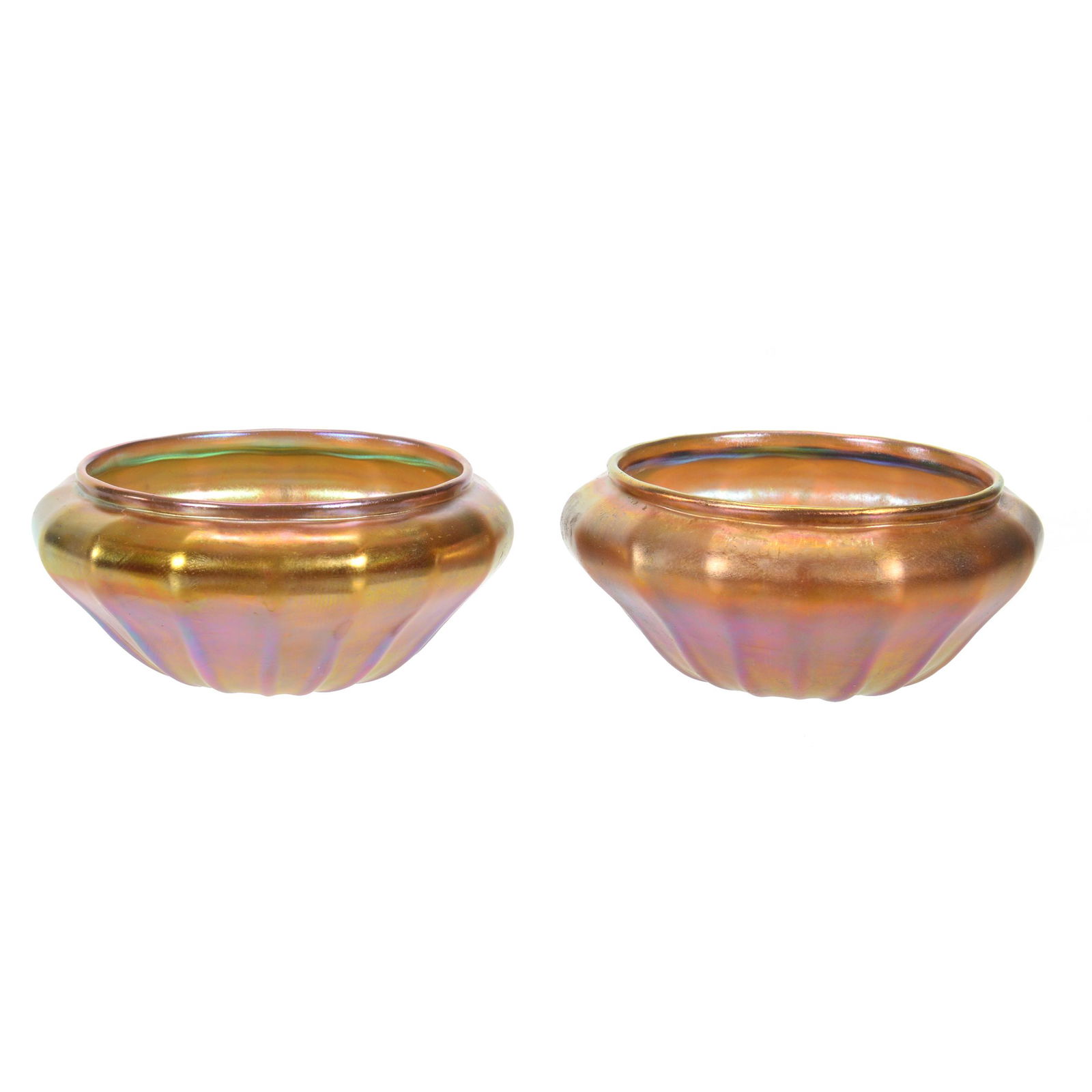 Pair Salt Cellars Signed Quezal Art Glass (1 of 3)