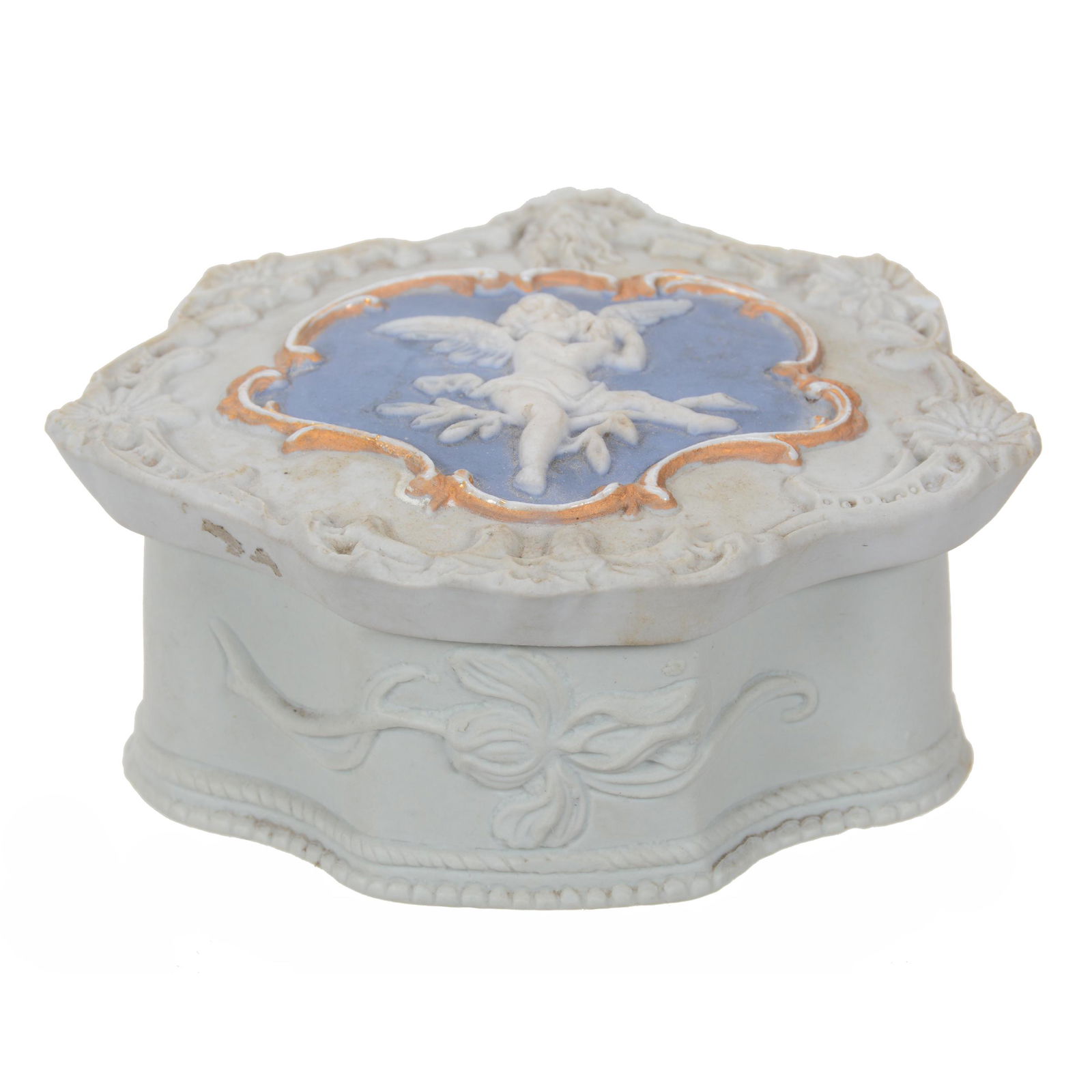 Covered Box, Unmarked German Jasperware (1 of 3)