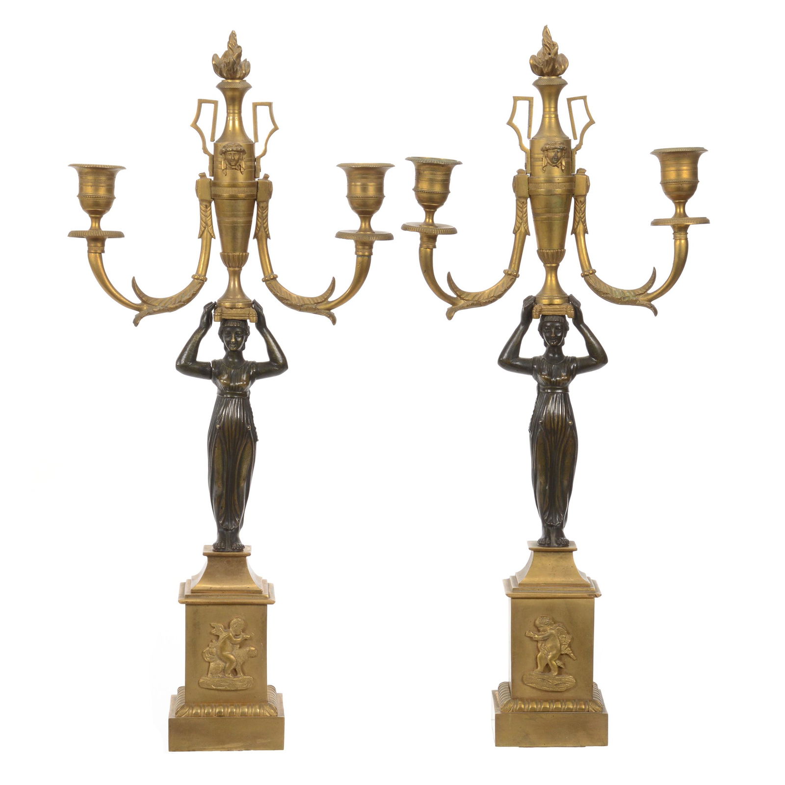 Pair Bronze Candelabra Marked Luneville (1 of 5)