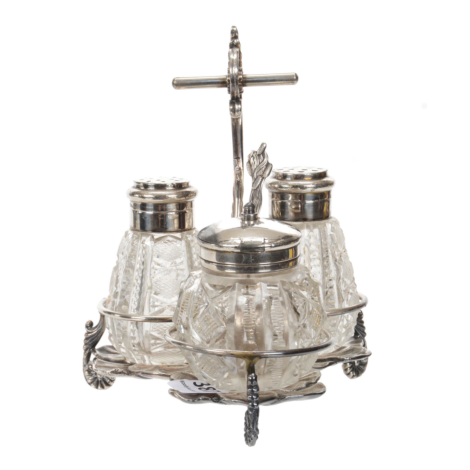 Condiment Set, Cut Glass Inserts (1 of 4)