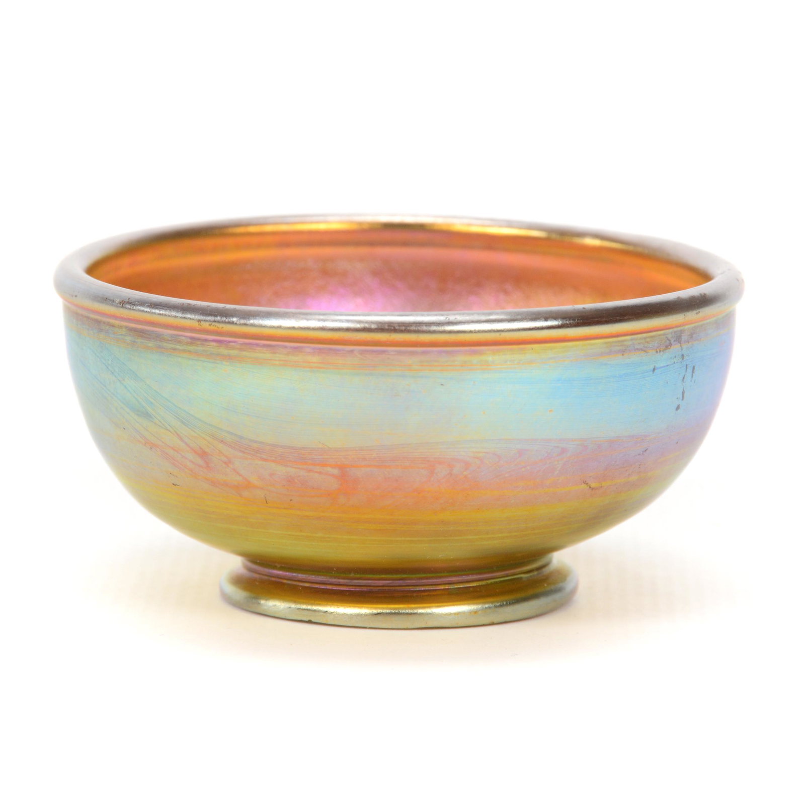 Salt Cellar Signed "LCT", Nice Gold Iridescence: Salt Cellar Signed "LCT", Nice Gold Iridescence, 1.25" x 2.75"Dr. Peter & Grace Jochimsen Collection, Iowa.