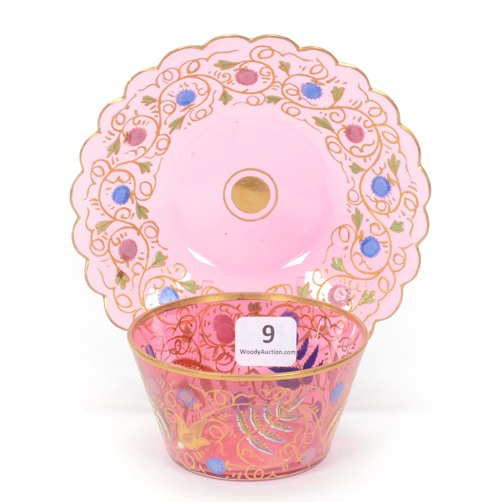 Ramekin/Underplate, Cranberry Bohemian Crystal (1 of 3)