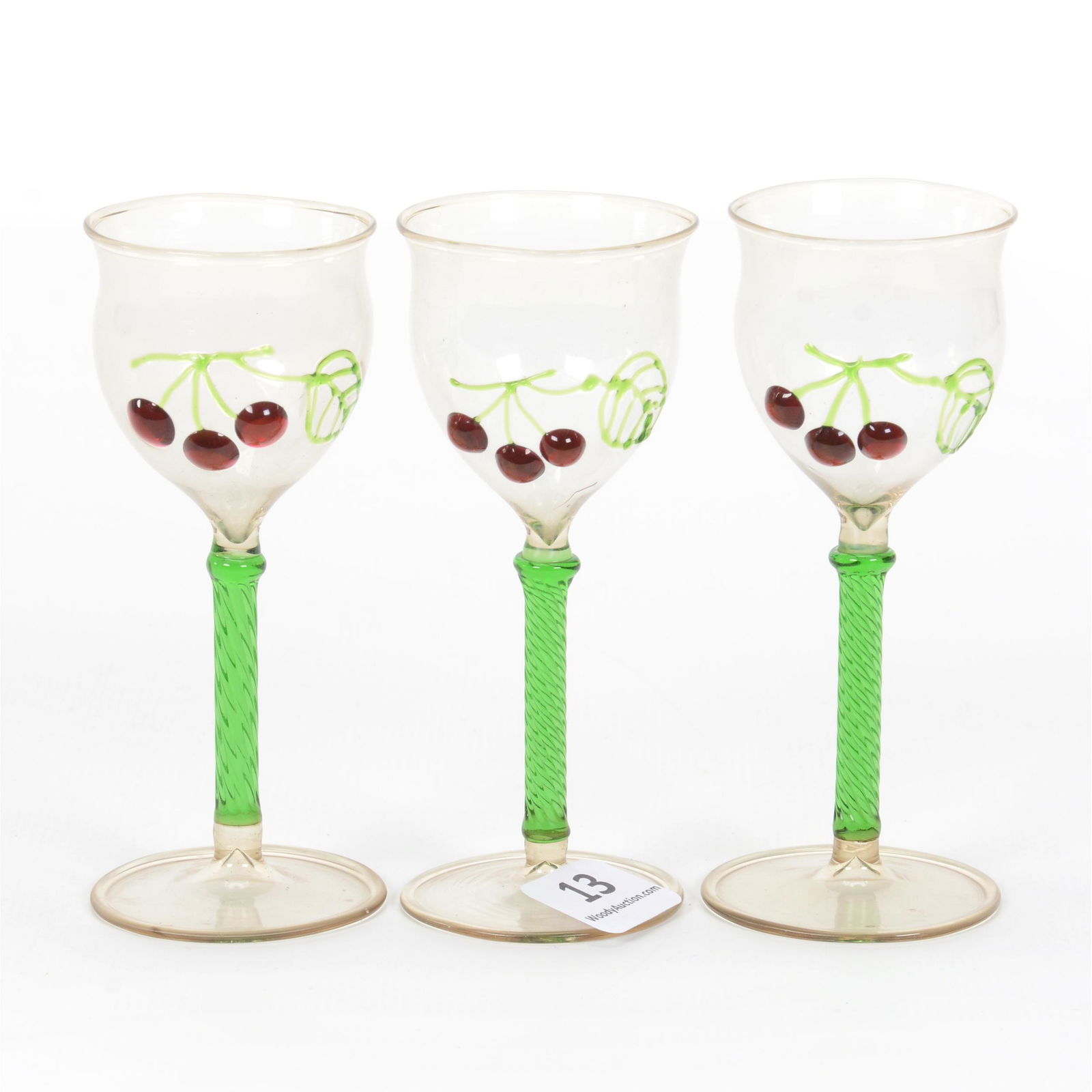 (3) Cordial Stems, Applied Glass Cherry Branch Decor (1 of 2)