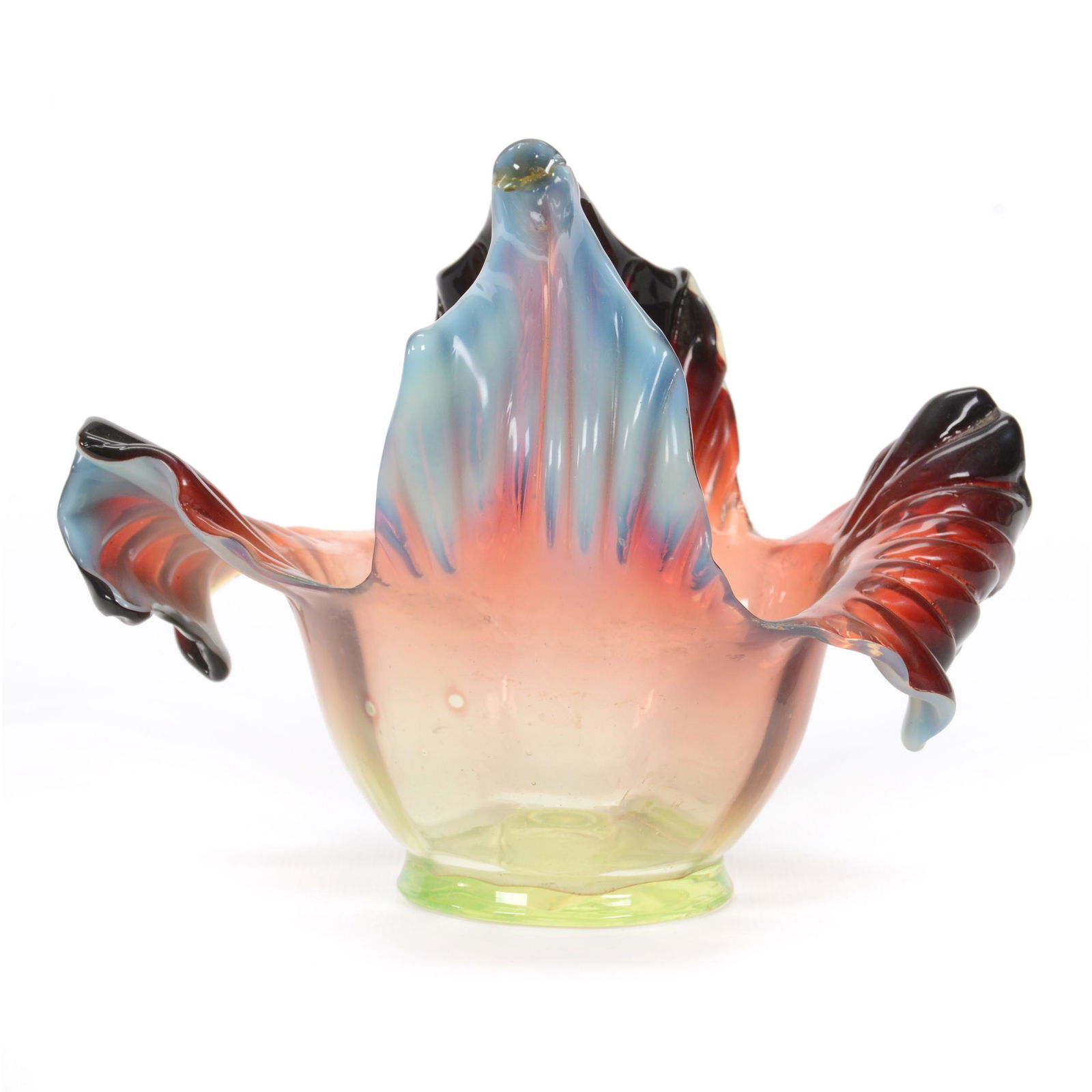 Basket, Dark Cranberry Opalescent Art Glass (1 of 4)