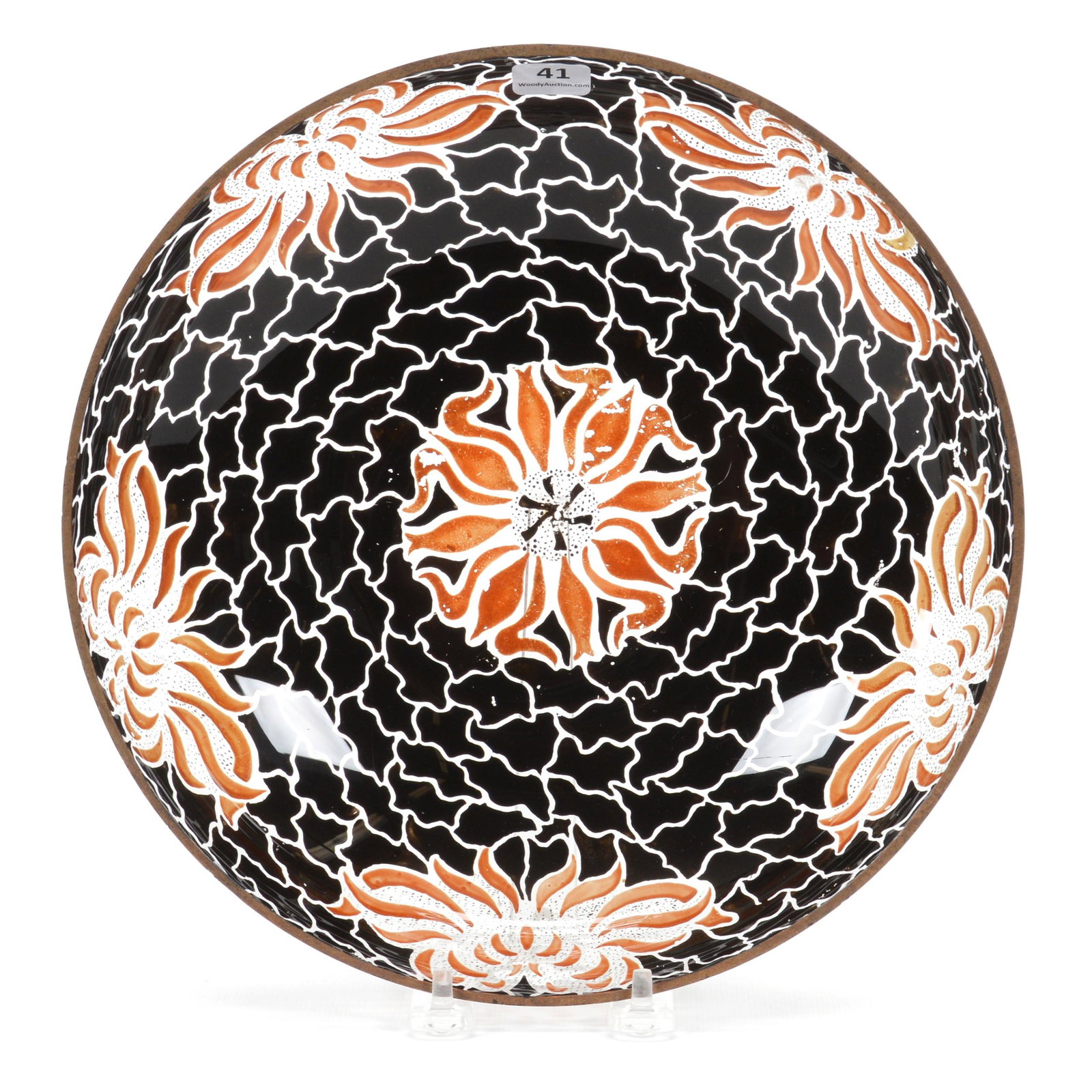 Bowl, Clear Crystal, Heavy Black/Orange Decor (1 of 3)