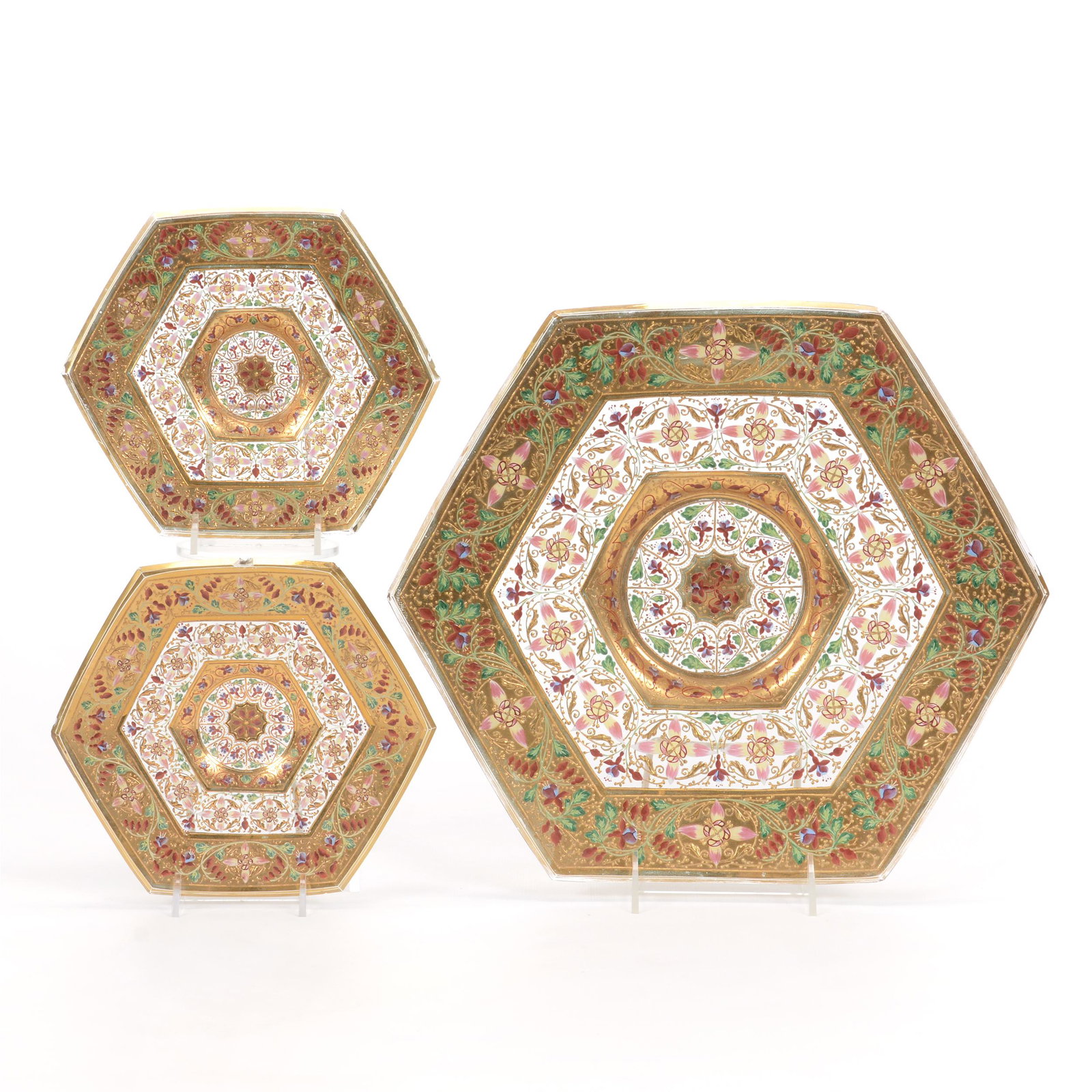 Cake Set, Three Piece, Unmarked Moser Style (1 of 10)