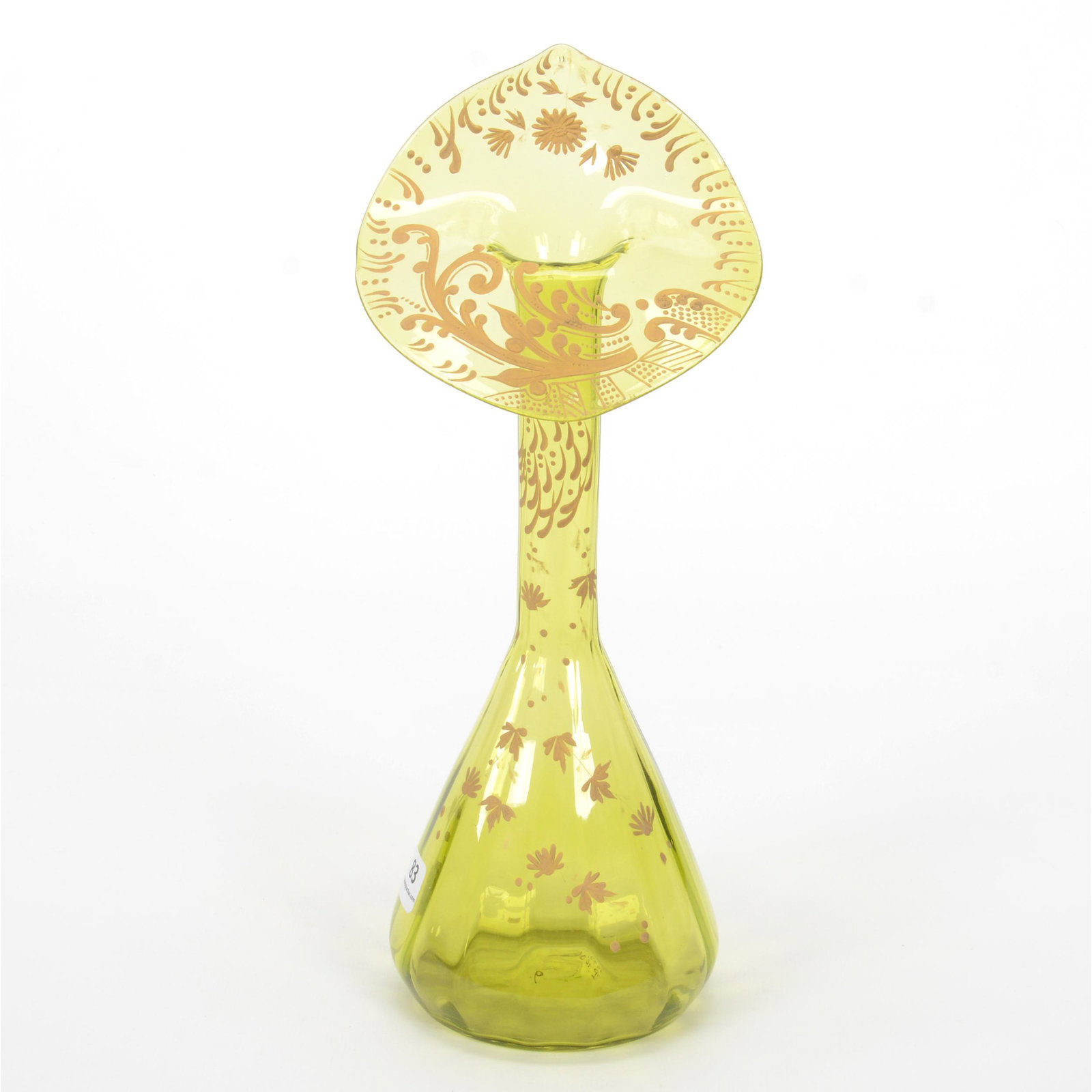 Vase, Jack In Pulpit, Green Art Glass, Optic Rib (1 of 2)