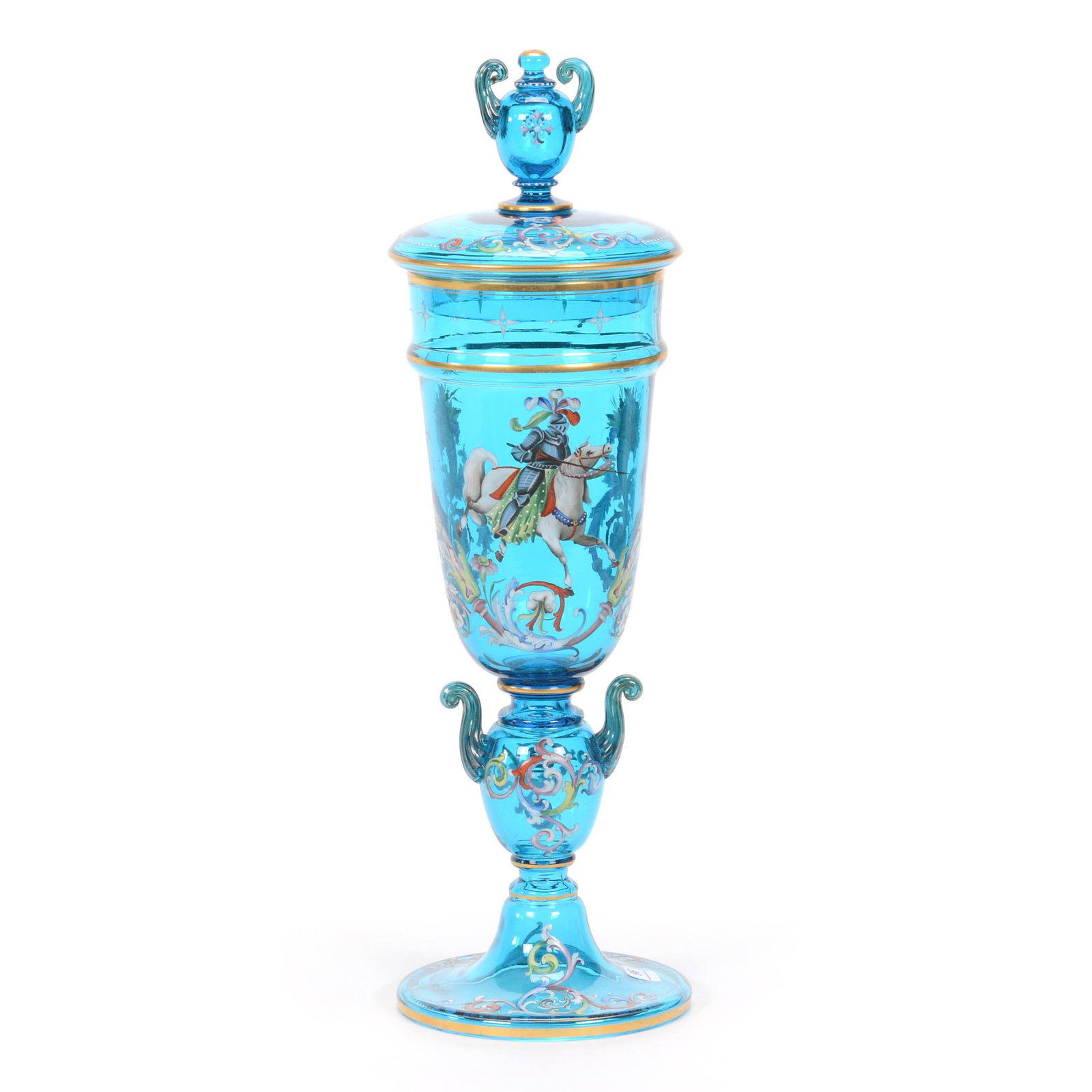 Covered Urn, Pedestal, Bohemian Art Glass (1 of 3)