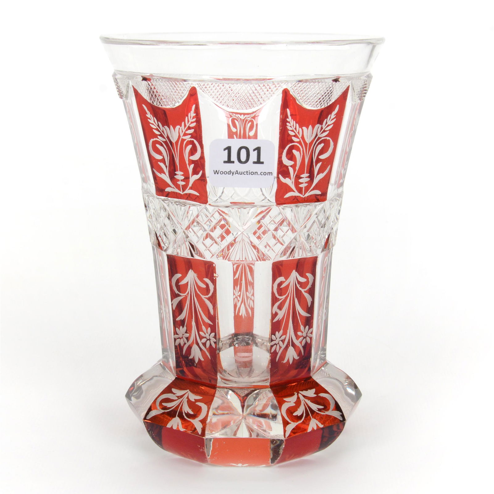 Vase, Bohemian Ruby Flash Panels (1 of 3)